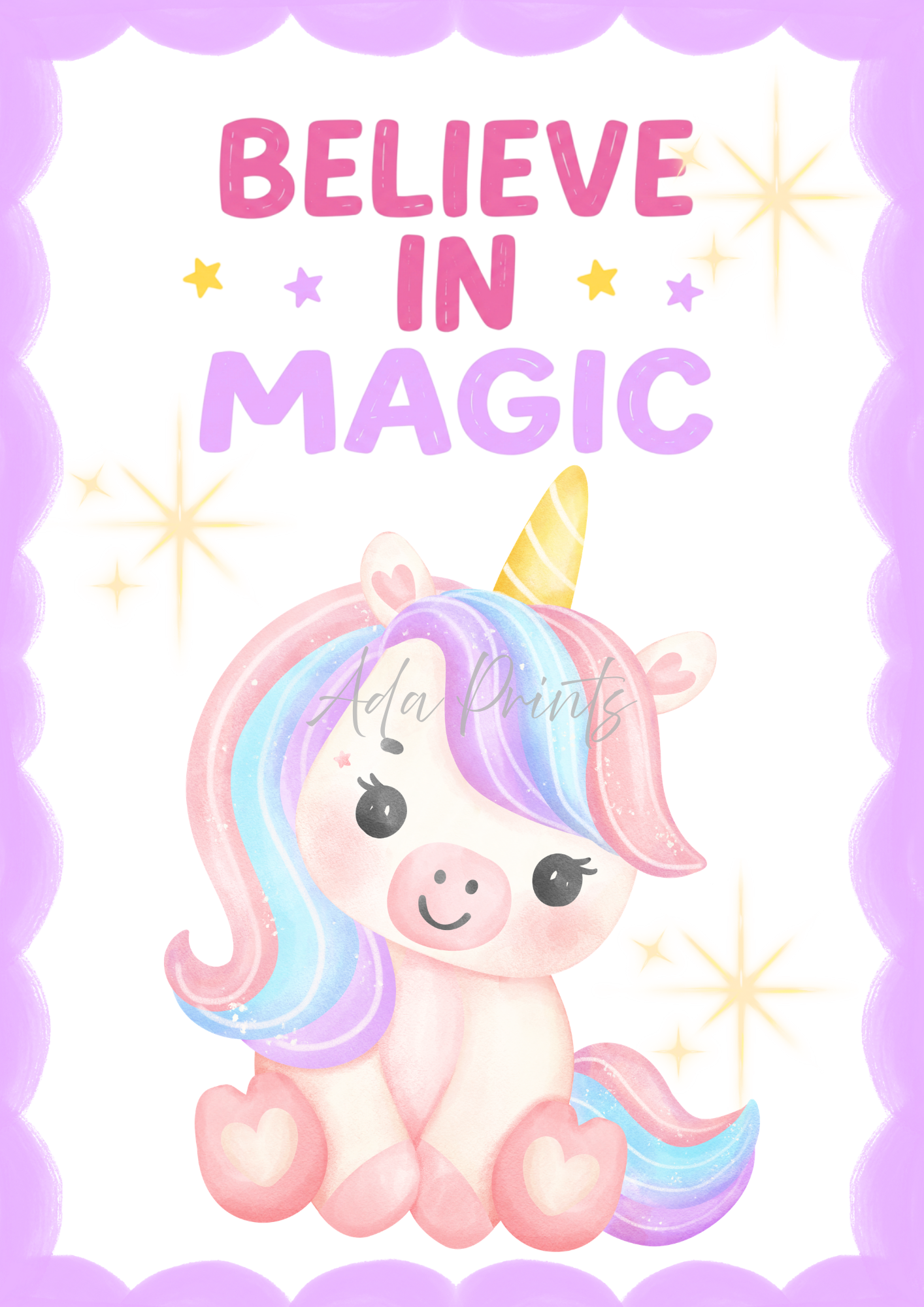 Believe in Magic Unicorn Nursery Print | Kids Wall Art