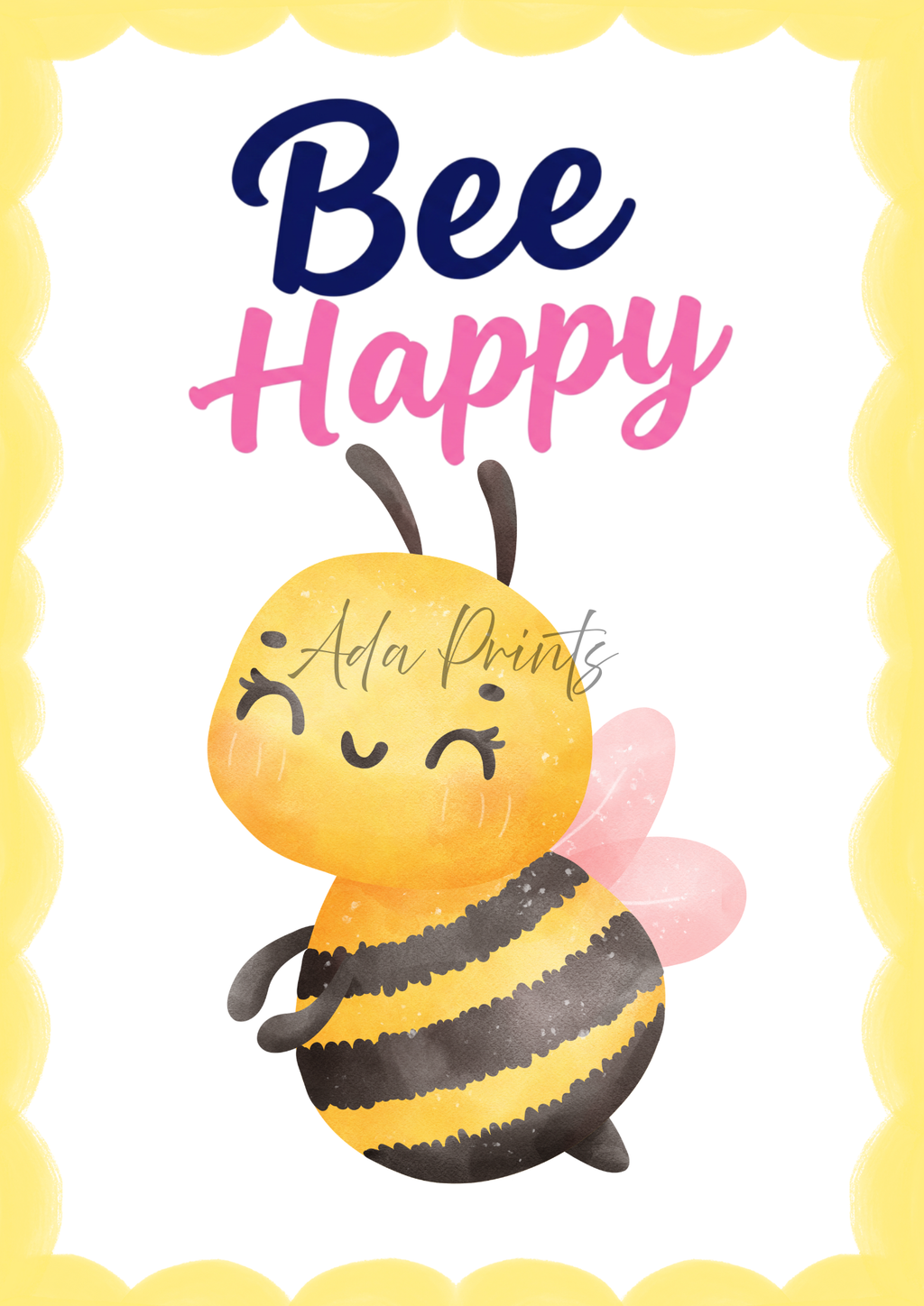 Bee Happy Nursery Print | Kids Wall Art