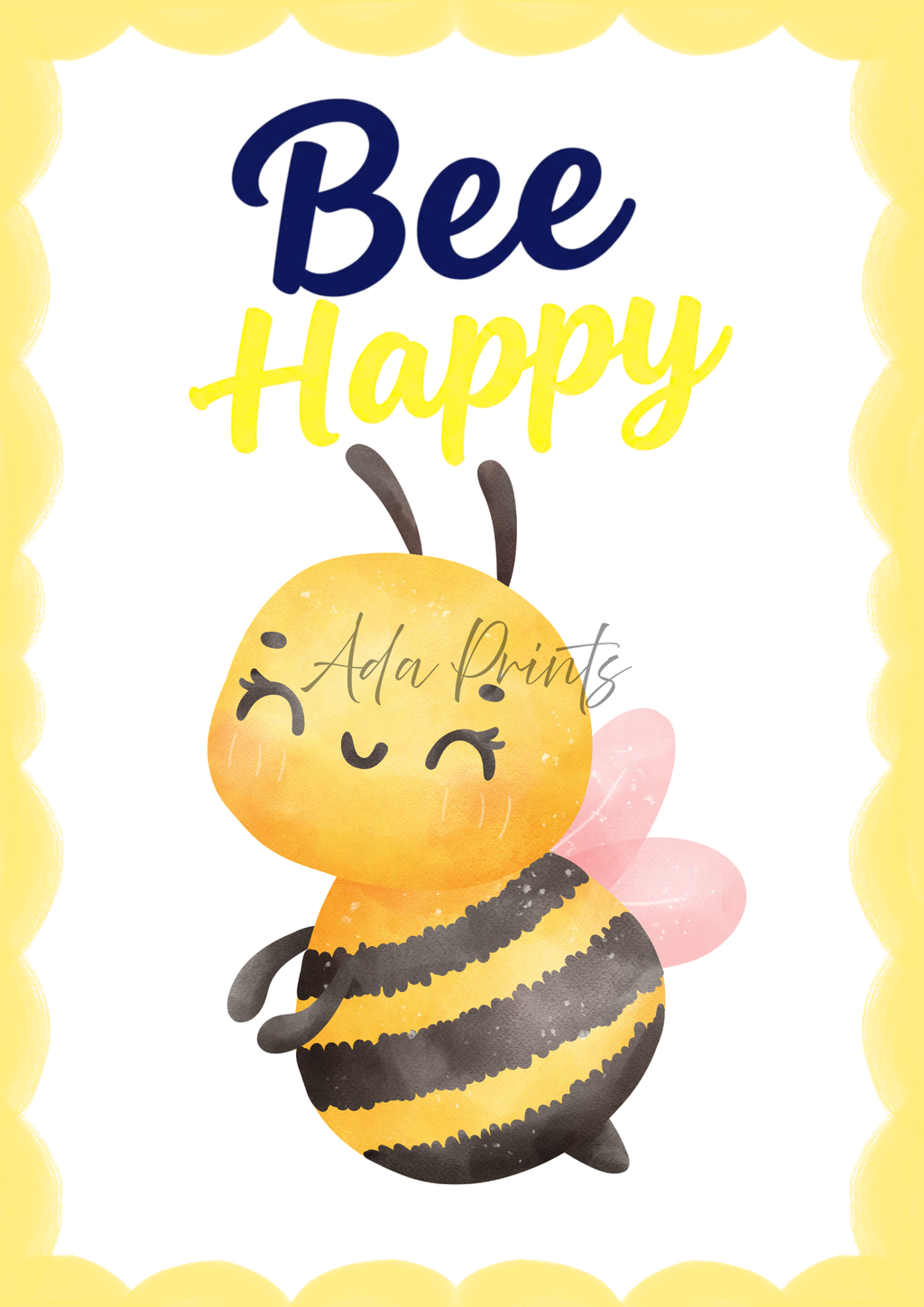Bee Happy Nursery Print | Kids Wall Art