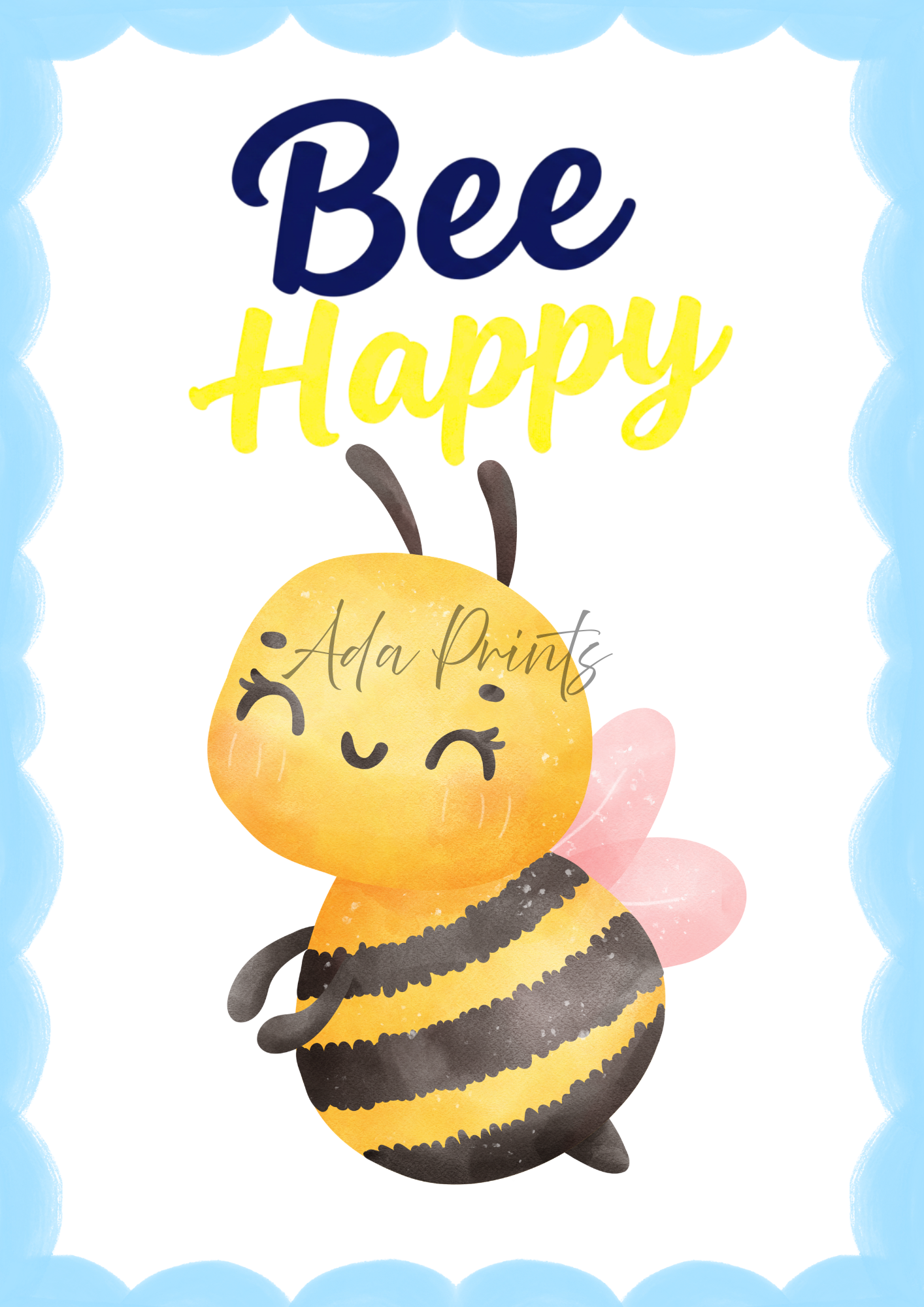 Bee Happy Nursery Print | Kids Wall Art