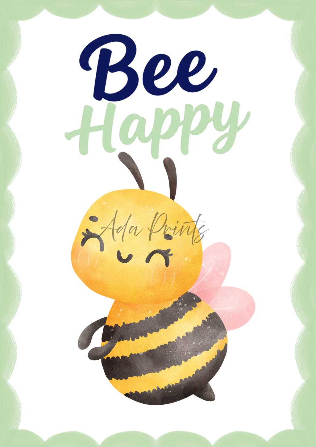 Bee Happy Nursery Print | Kids Wall Art