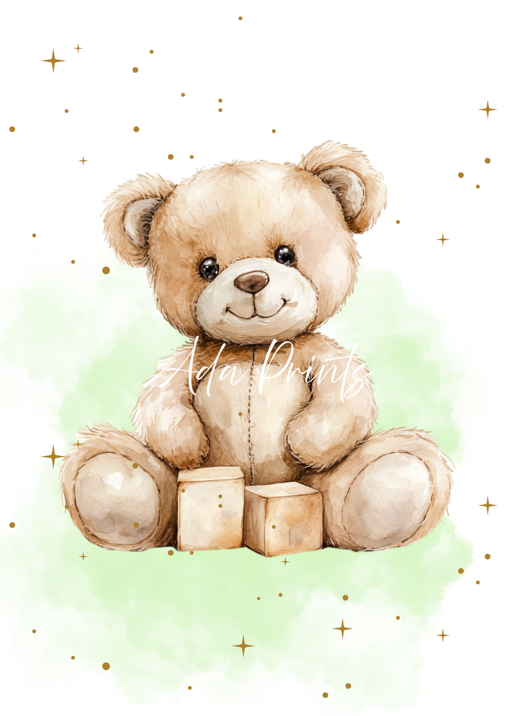Teddy Bear Nursery Prints UK - Personalised Baby Wall Art Set of 3