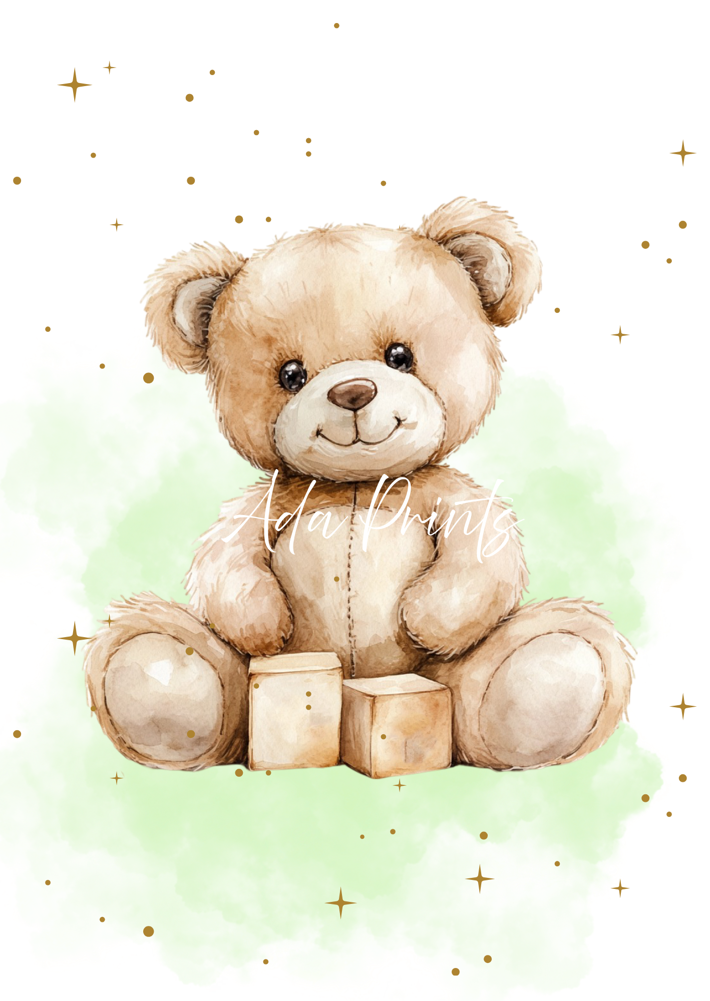 Teddy Bear Nursery Prints UK - Personalised Baby Wall Art Set of 3