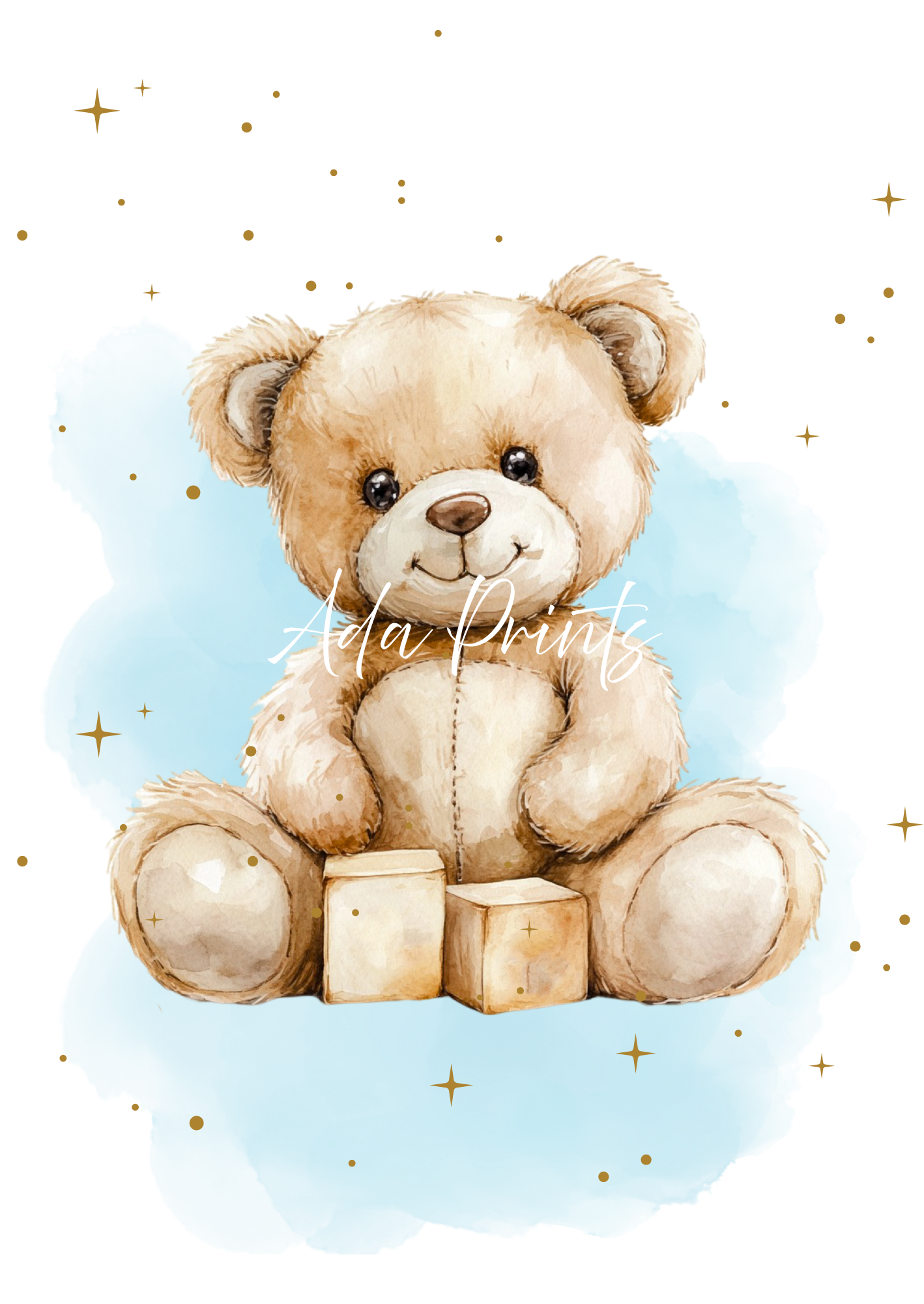 Teddy Bear Nursery Prints UK - Personalised Baby Wall Art Set of 3
