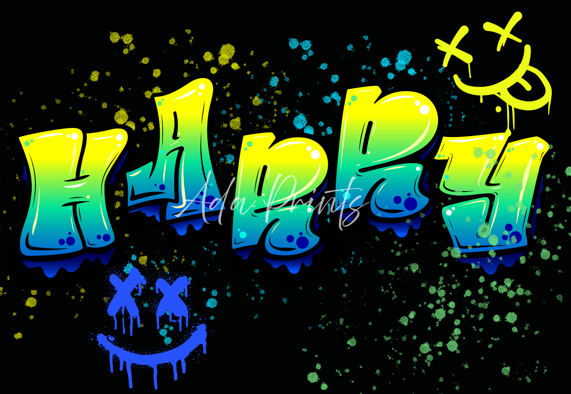 Neon Graffiti Name Wall Print - Personalised Street Art Decor