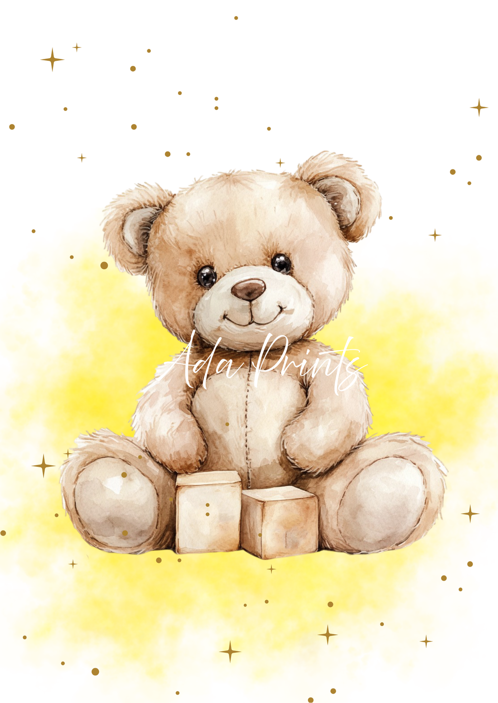 Teddy Bear Nursery Prints UK - Personalised Baby Wall Art Set of 3