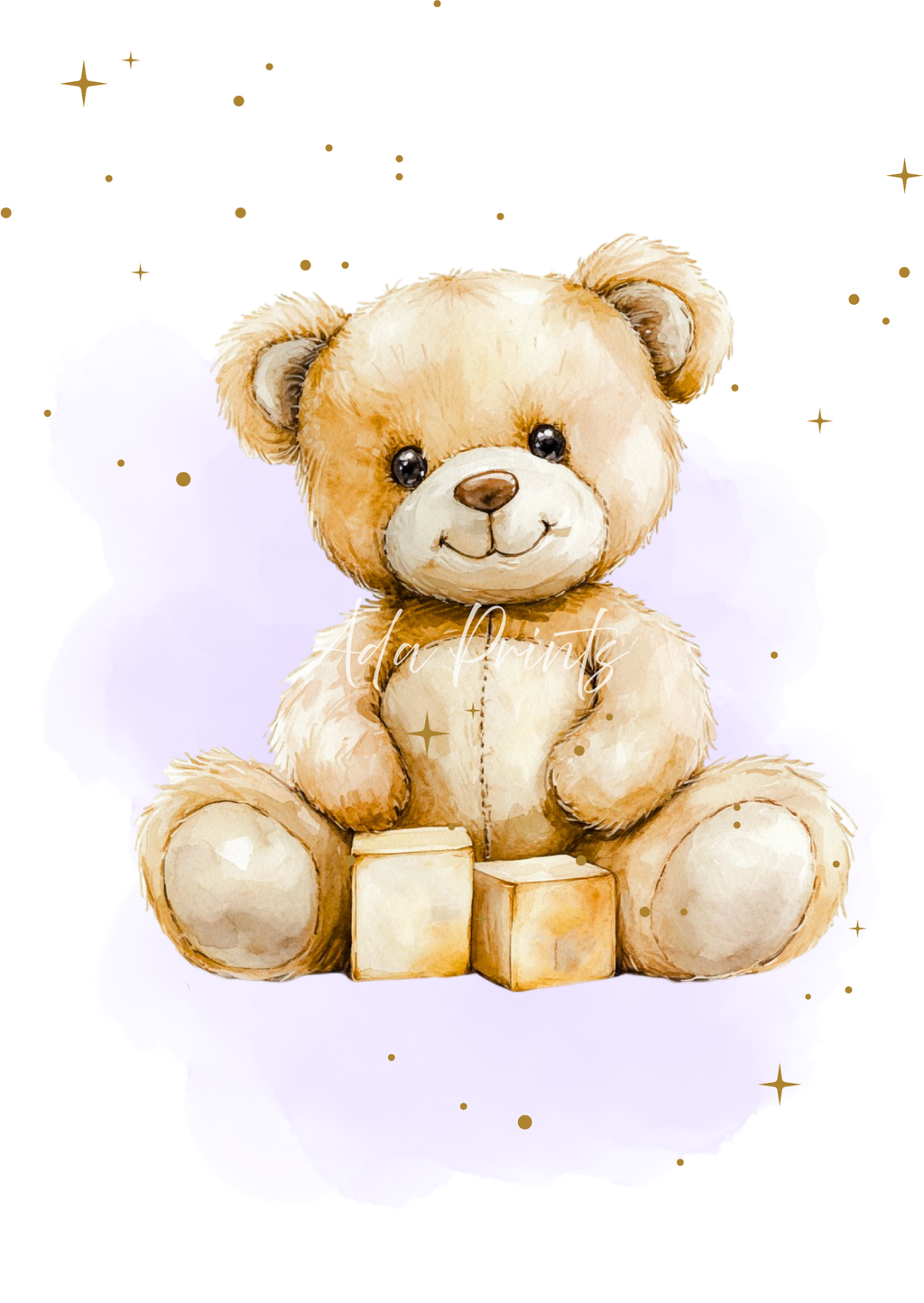 Teddy Bear Nursery Prints UK - Personalised Baby Wall Art Set of 3