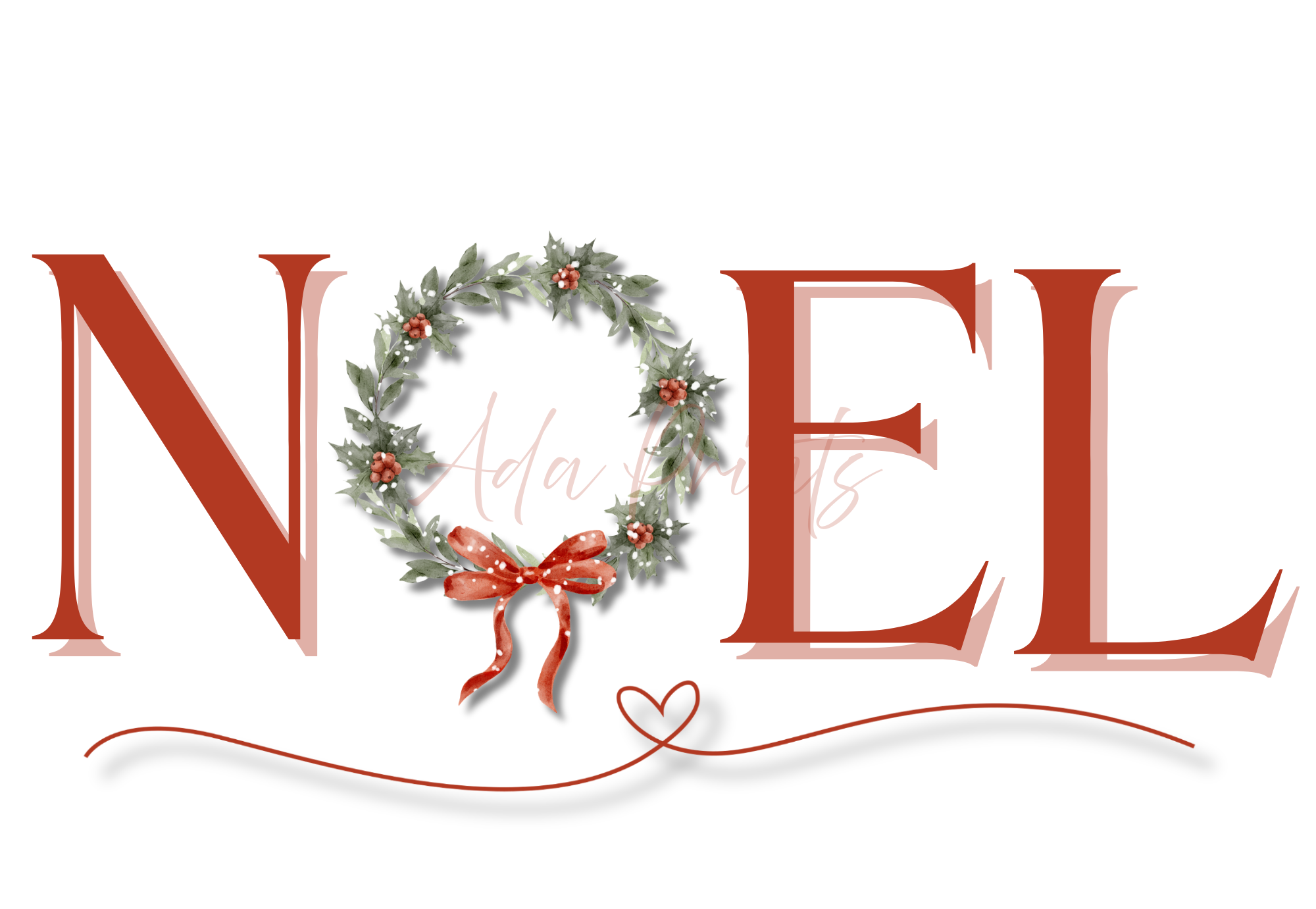 NOEL Christmas Typography Wall Art – Festive Watercolour Print