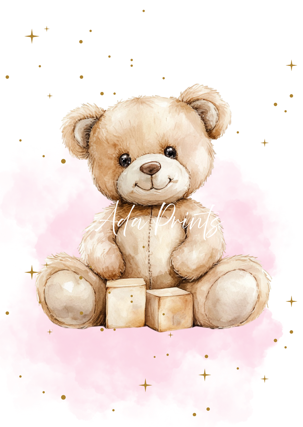 Teddy Bear Nursery Prints UK - Personalised Baby Wall Art Set of 3