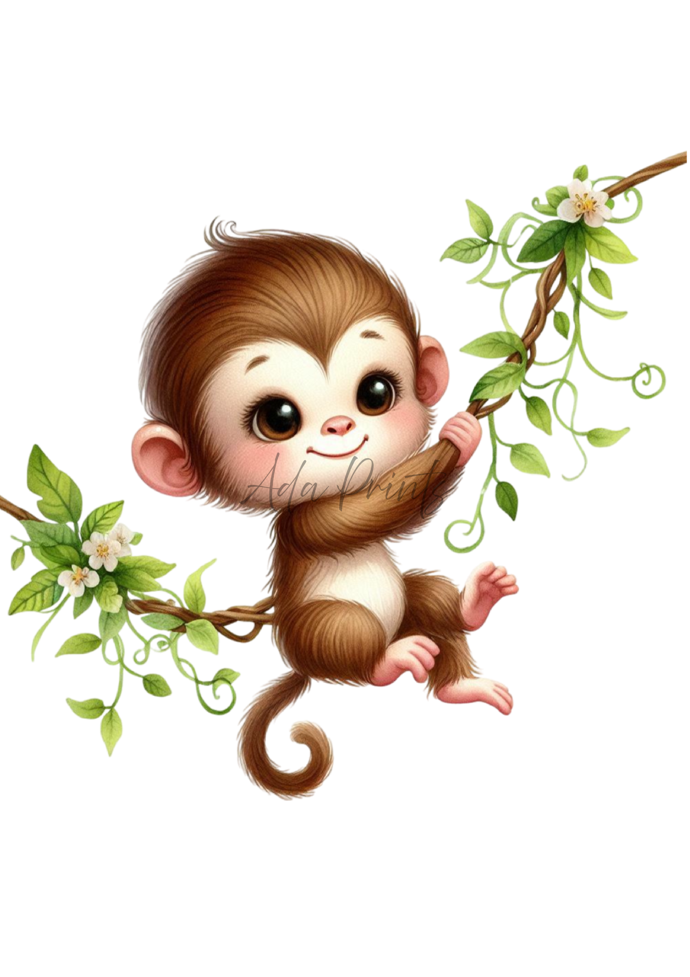 Monkey Trio Nursery Wall Art – Jungle Animal Prints (Set of 3)