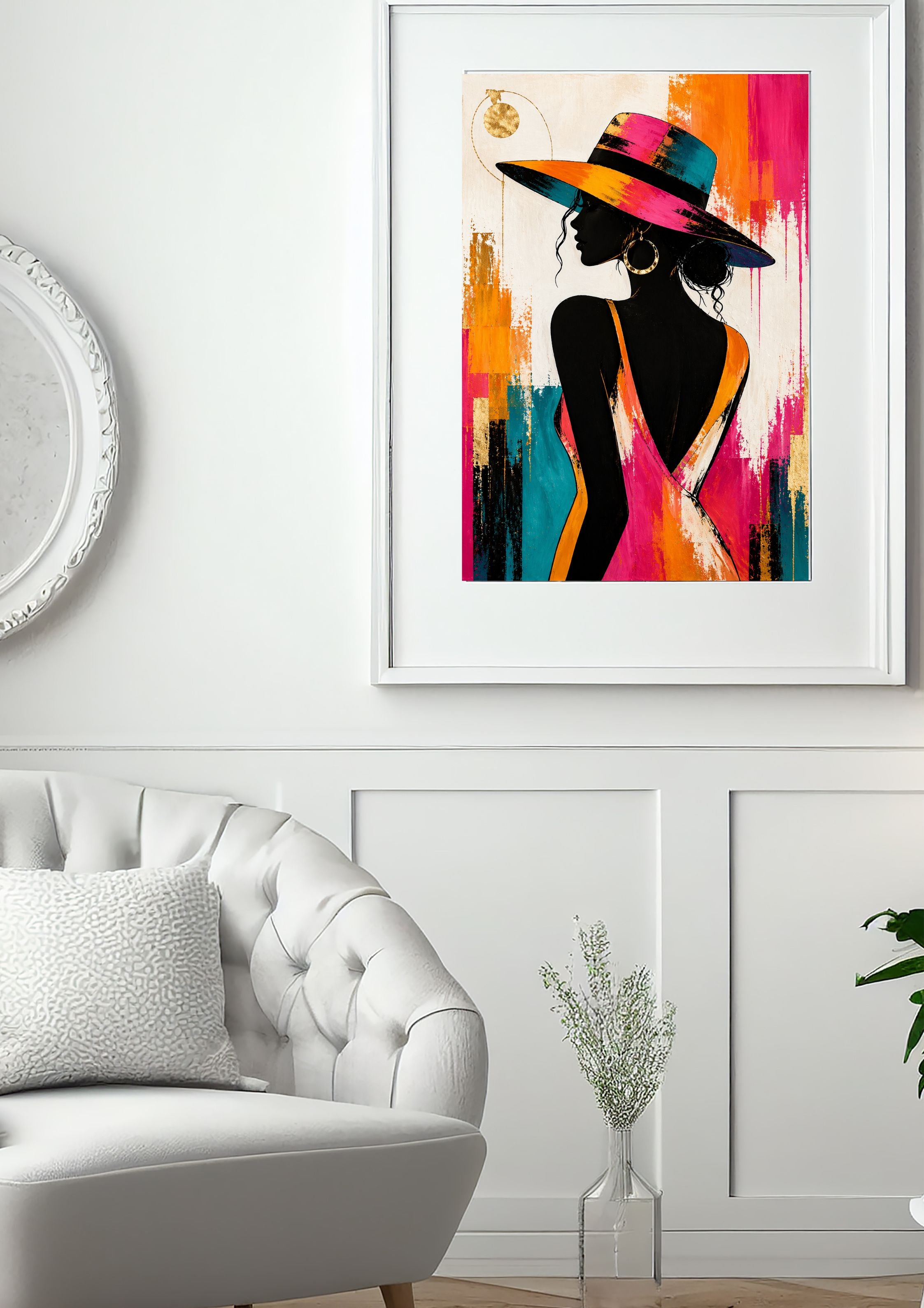 Block Colour Lady Silhouette Wall Art Print | Bold Fashion Art | A3 / A4 | Digital Download