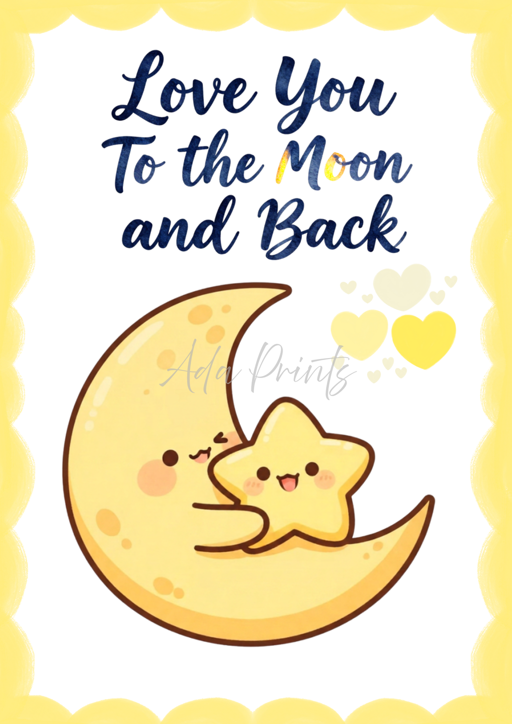 Love You To the Moon and Back Nursery Print | Kids Wall Art