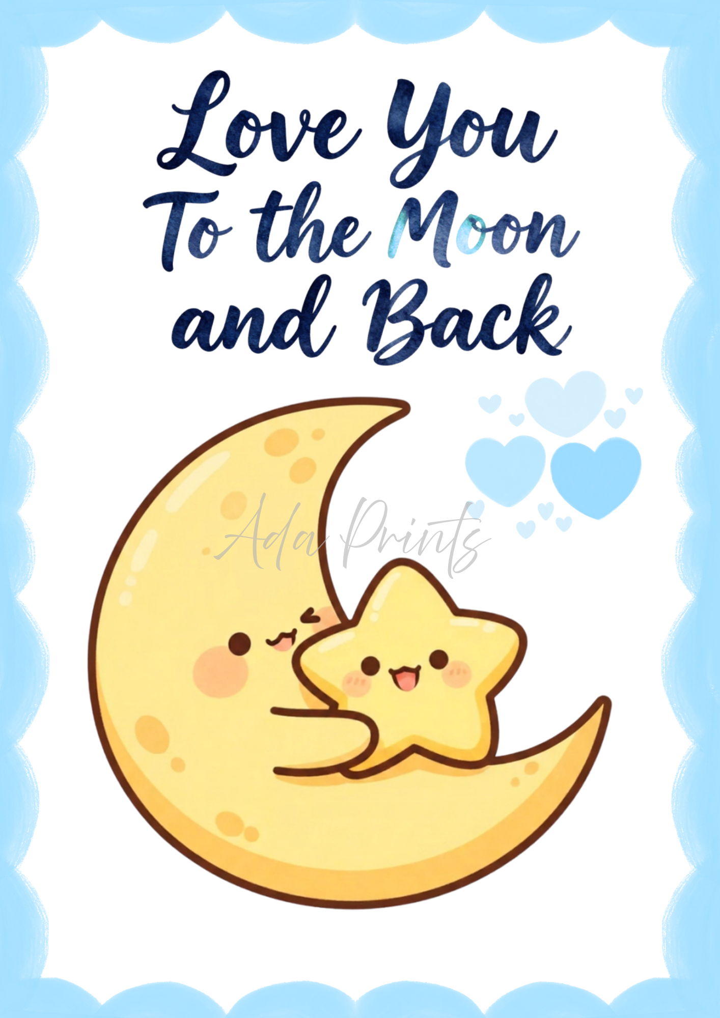 Love You To the Moon and Back Nursery Print | Kids Wall Art