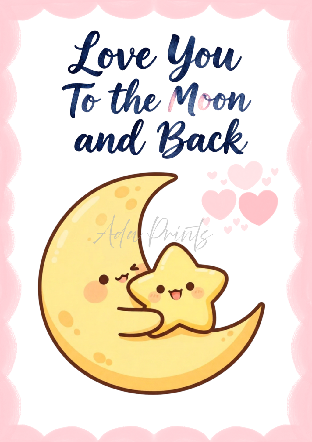 Love You To the Moon and Back Nursery Print | Kids Wall Art