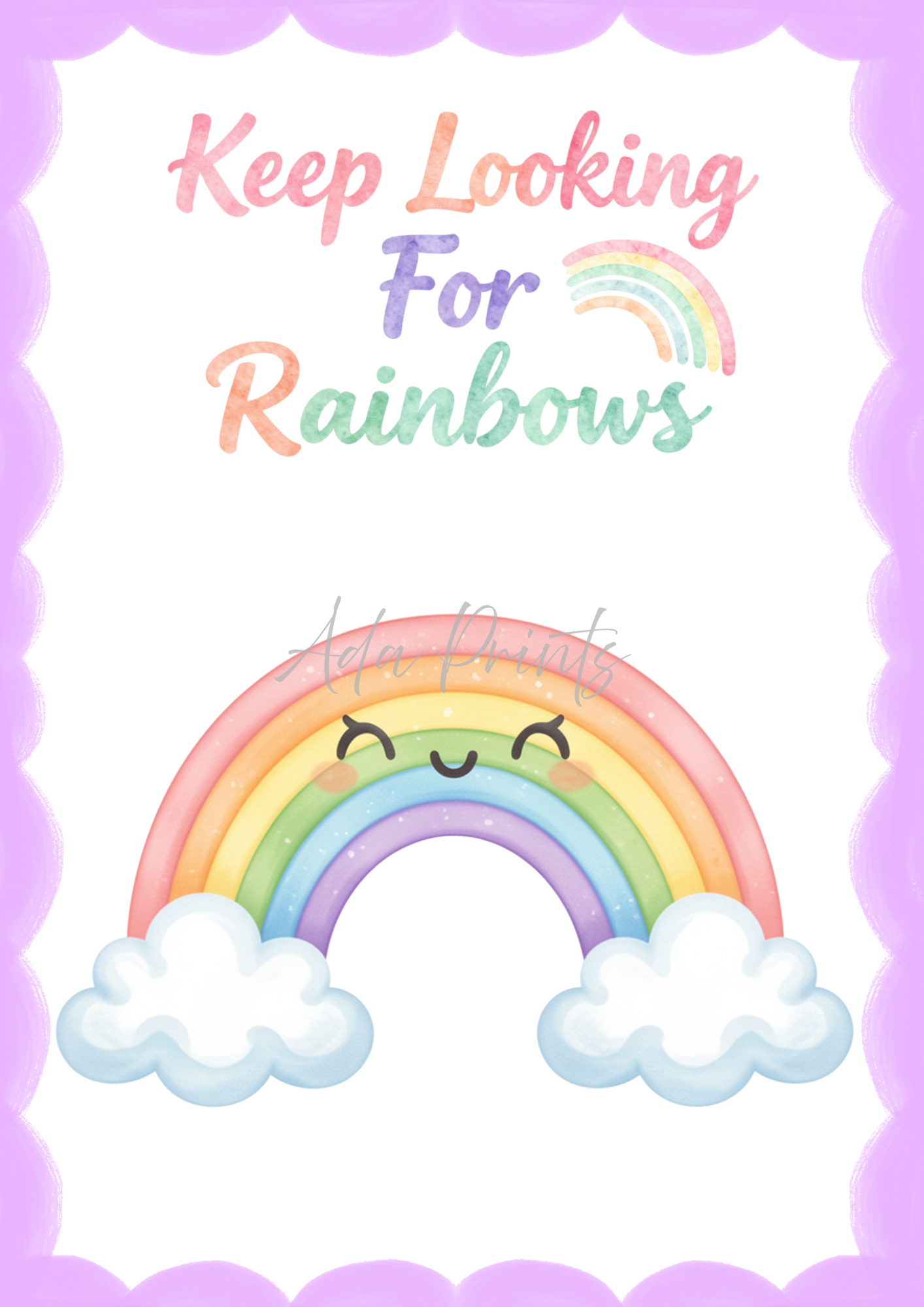 Keep Looking For Rainbows Nursery Print | Kids Wall Art