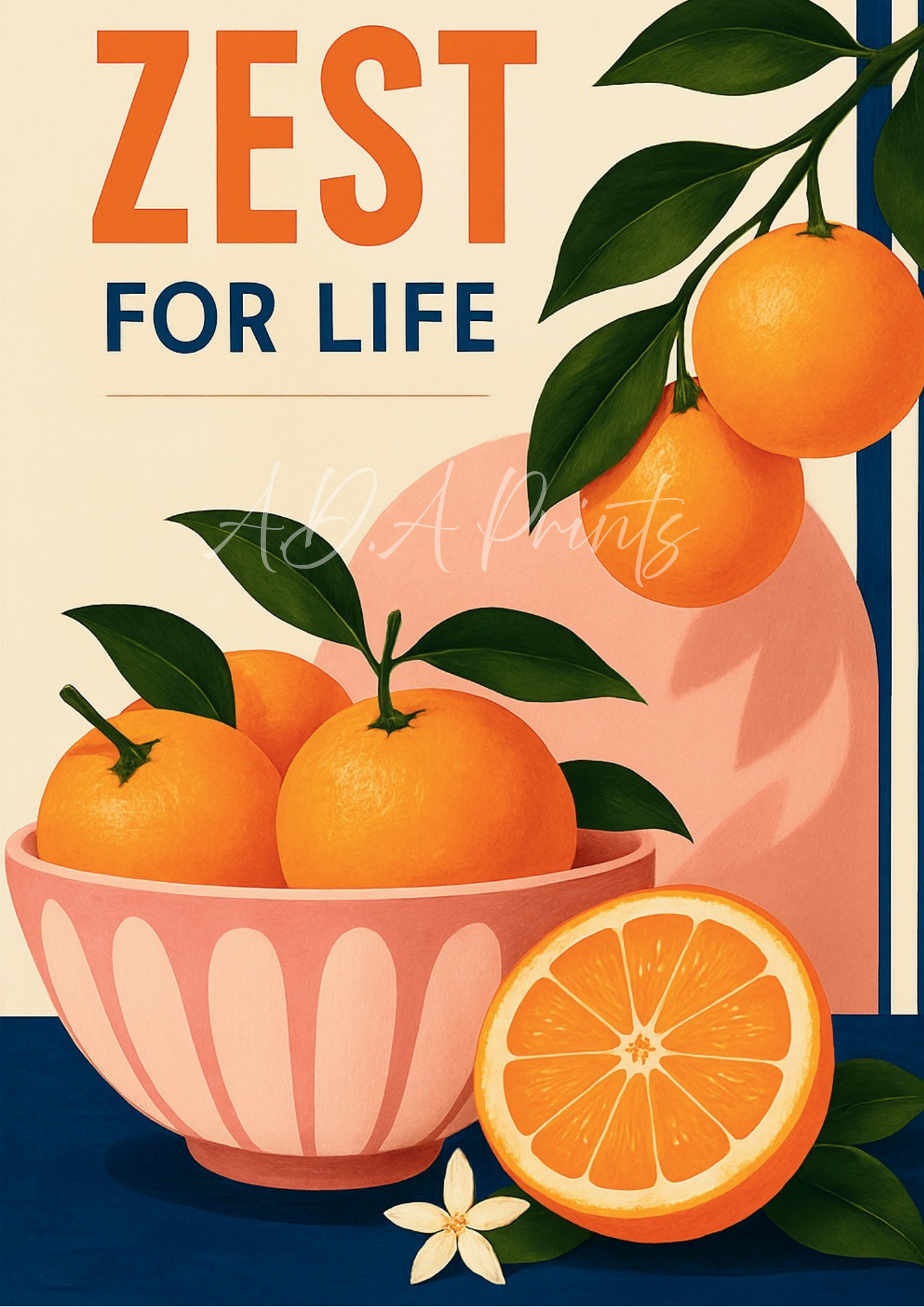 Zest For Life Orange Wall Art Print