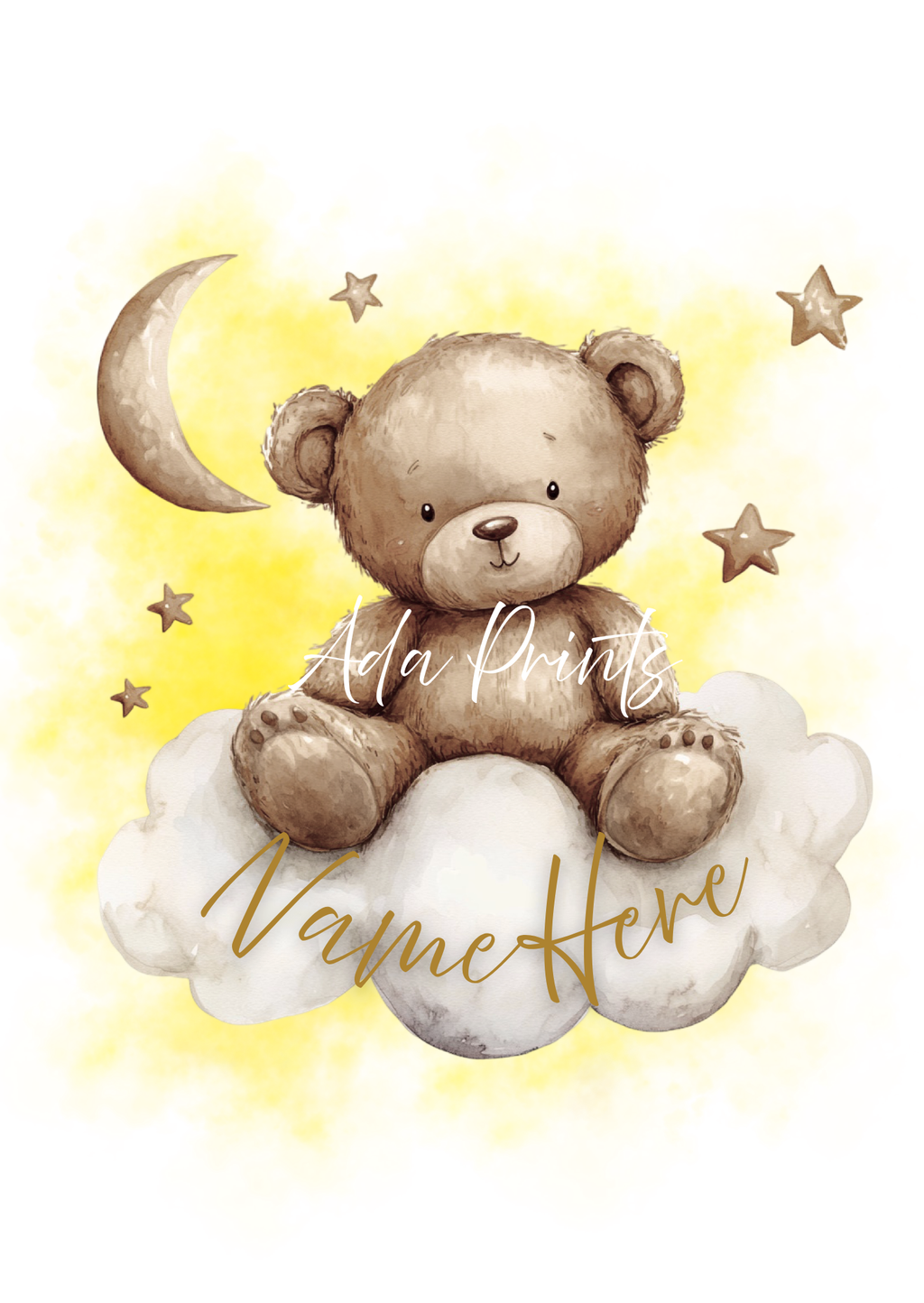 Teddy Bear Nursery Prints UK - Personalised Baby Wall Art Set of 3
