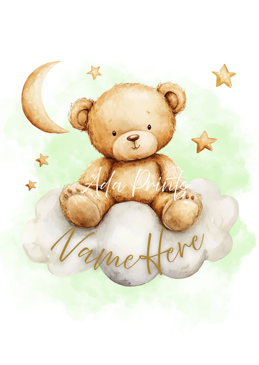 Teddy Bear Nursery Prints UK - Personalised Baby Wall Art Set of 3