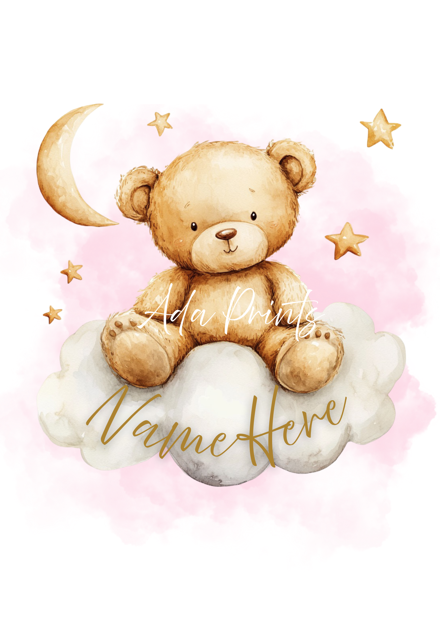 Teddy Bear Nursery Prints UK - Personalised Baby Wall Art Set of 3