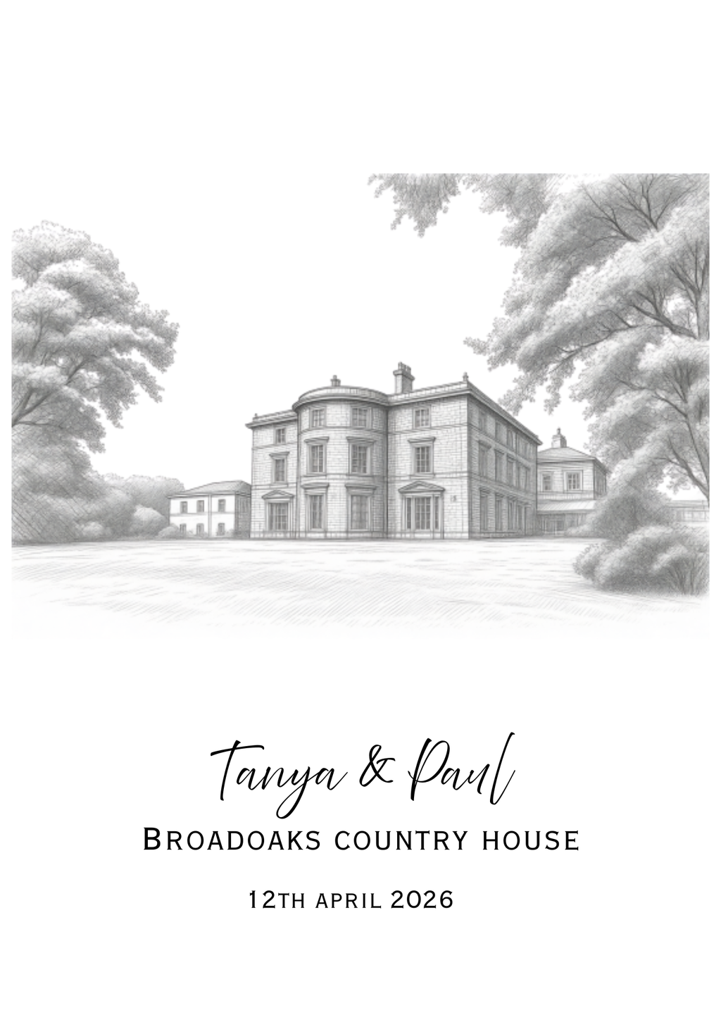 Personalised Wedding Venue Sketch Print