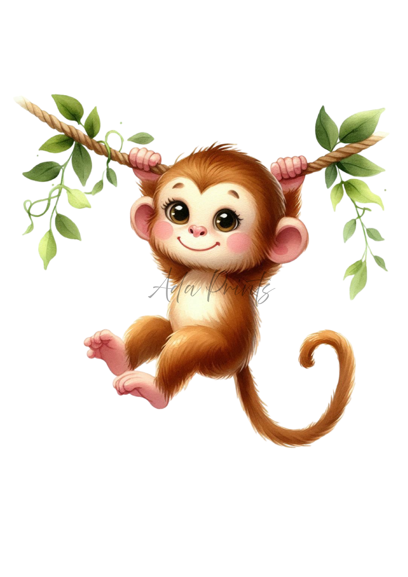 Monkey Trio Nursery Wall Art – Jungle Animal Prints (Set of 3)