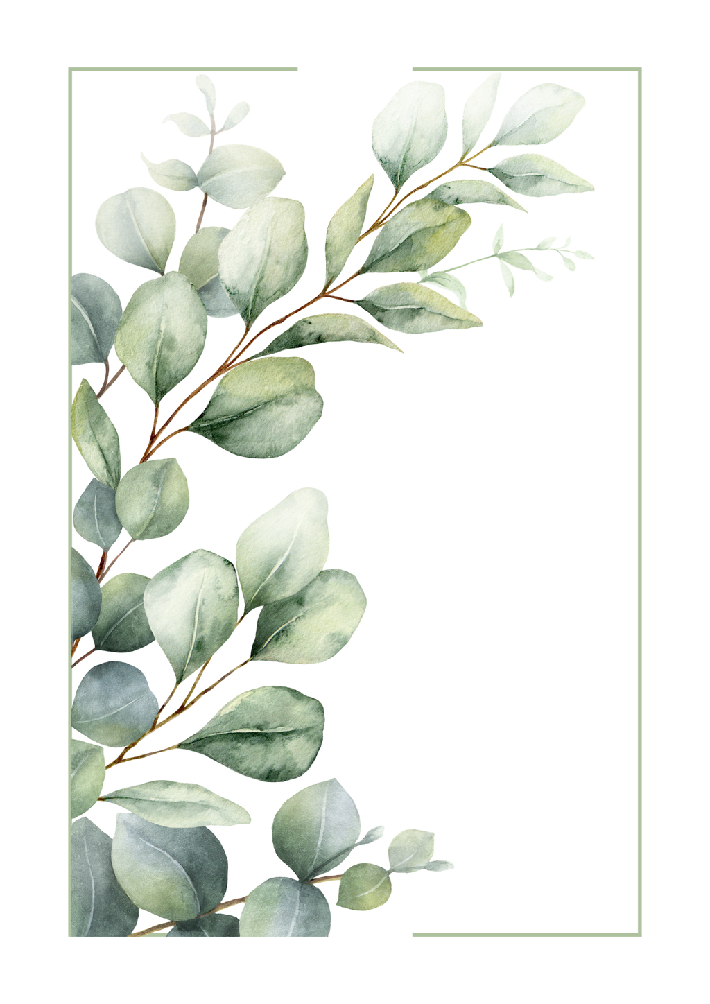Watercolour Eucalyptus Wall Art Print | Green Leaf Poster