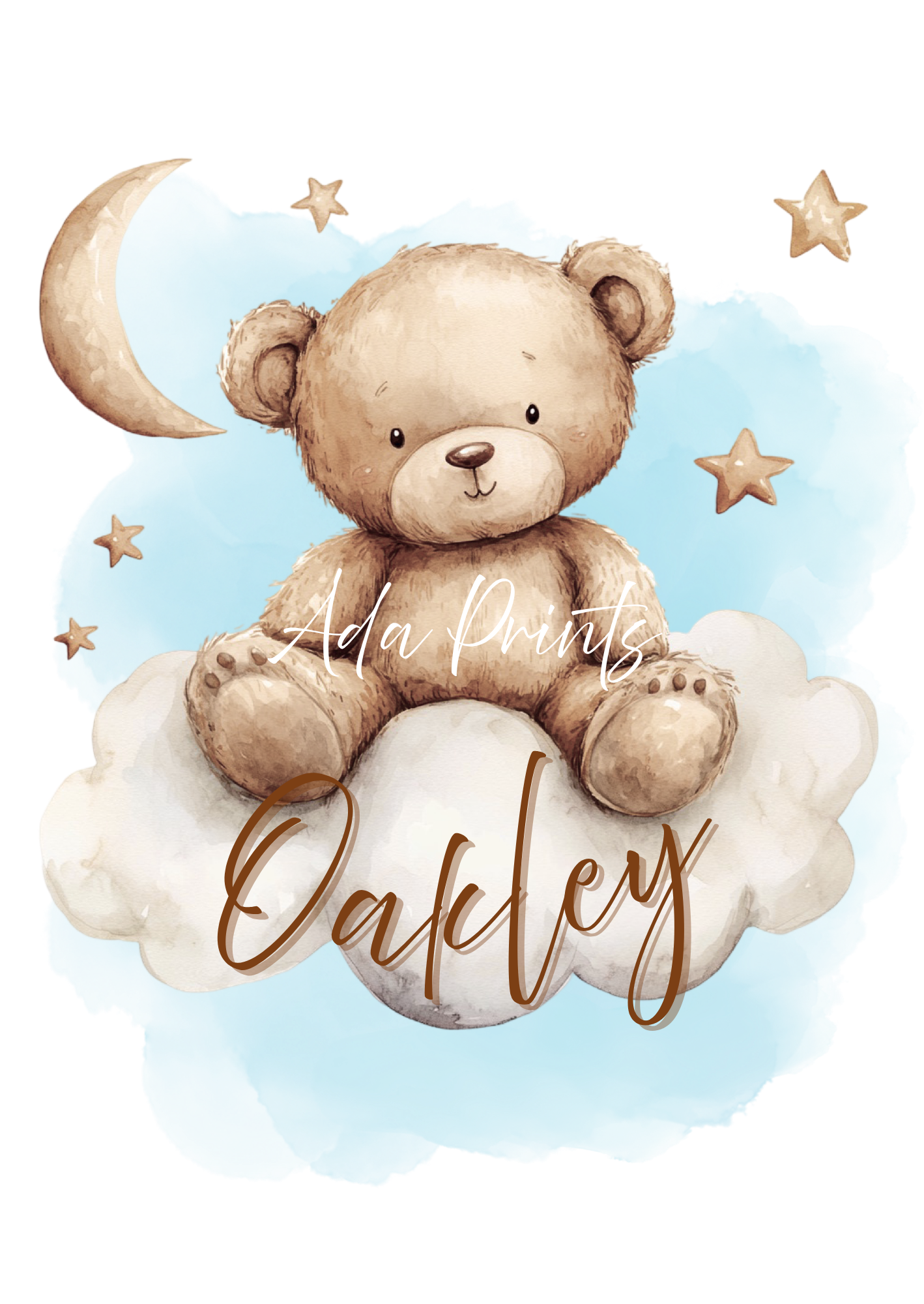 Teddy Bear Nursery Prints UK - Personalised Baby Wall Art Set of 3