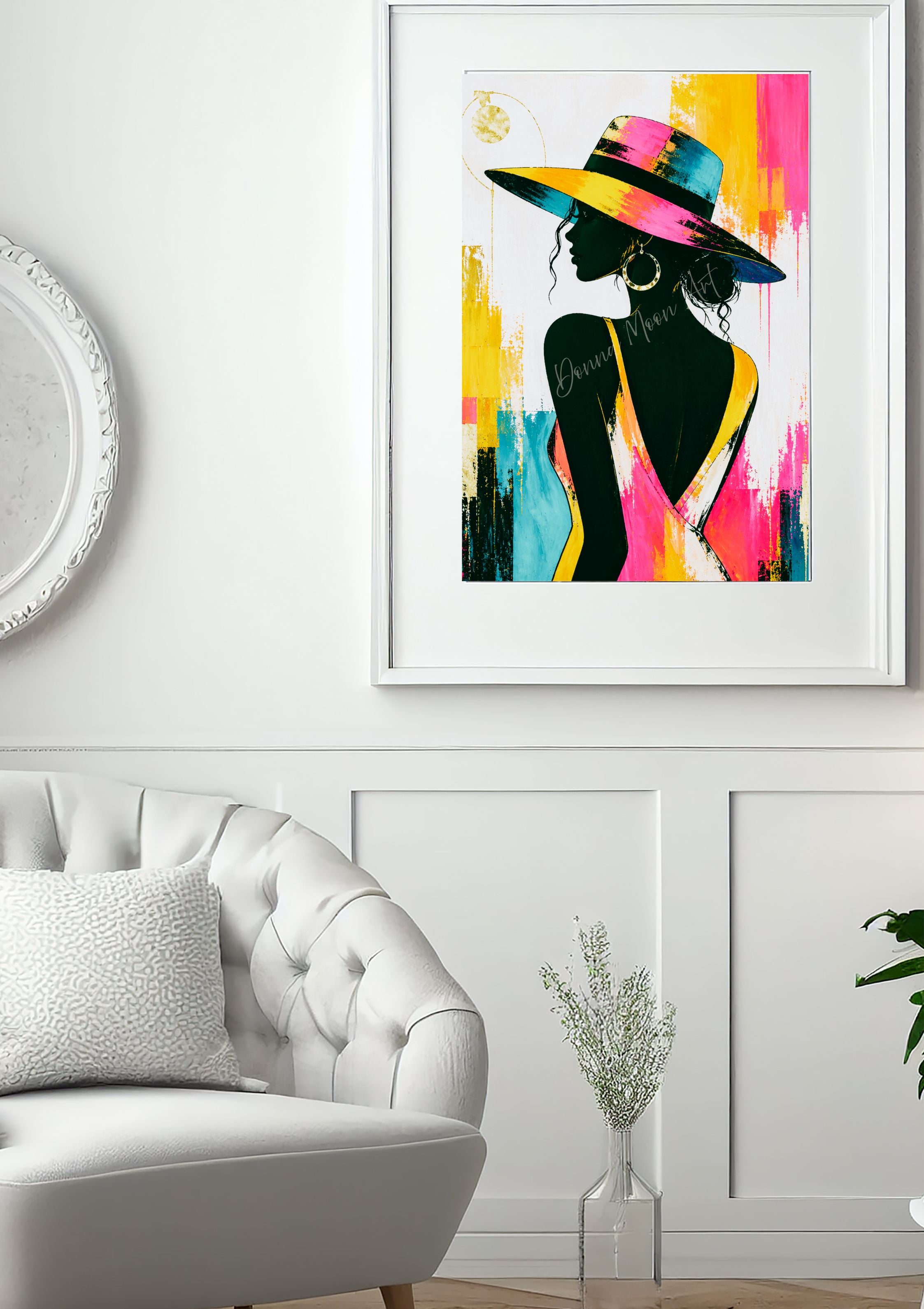 Block Colour Lady Silhouette Wall Art Print | Bold Fashion Art | A3 / A4 | Digital Download
