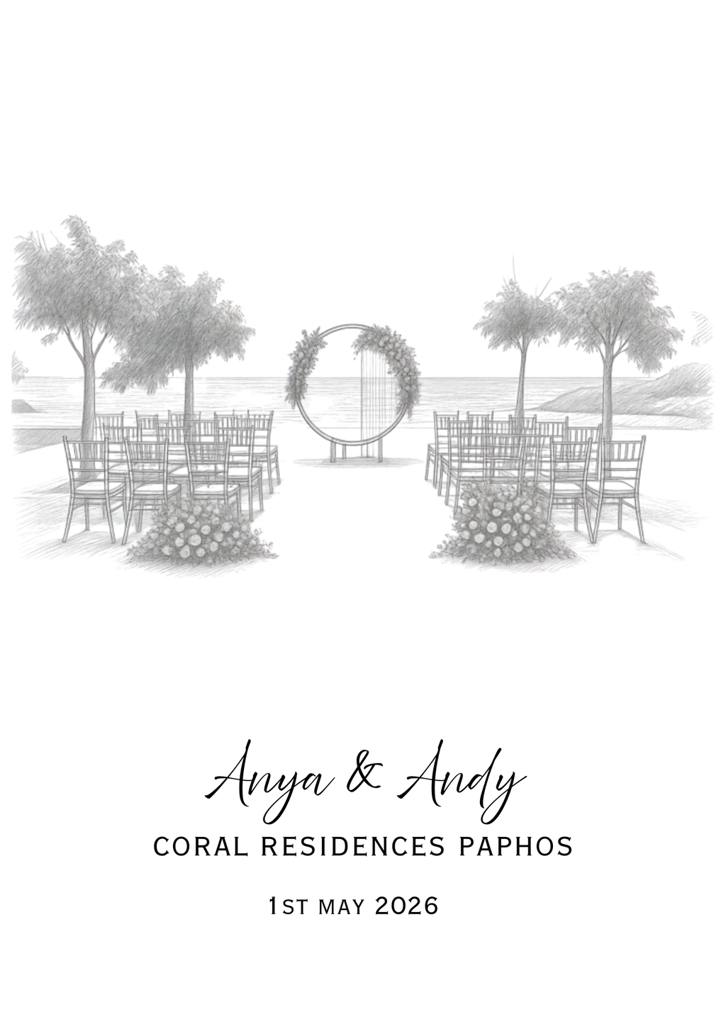 Personalised Wedding Venue Sketch Print