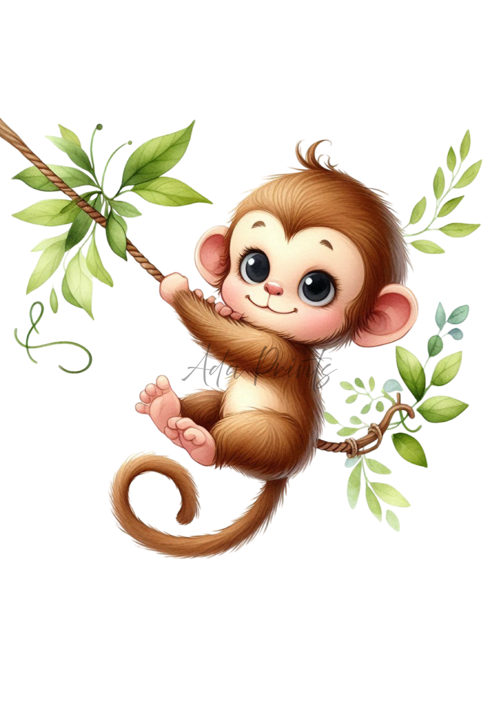 Monkey Trio Nursery Wall Art – Jungle Animal Prints (Set of 3)