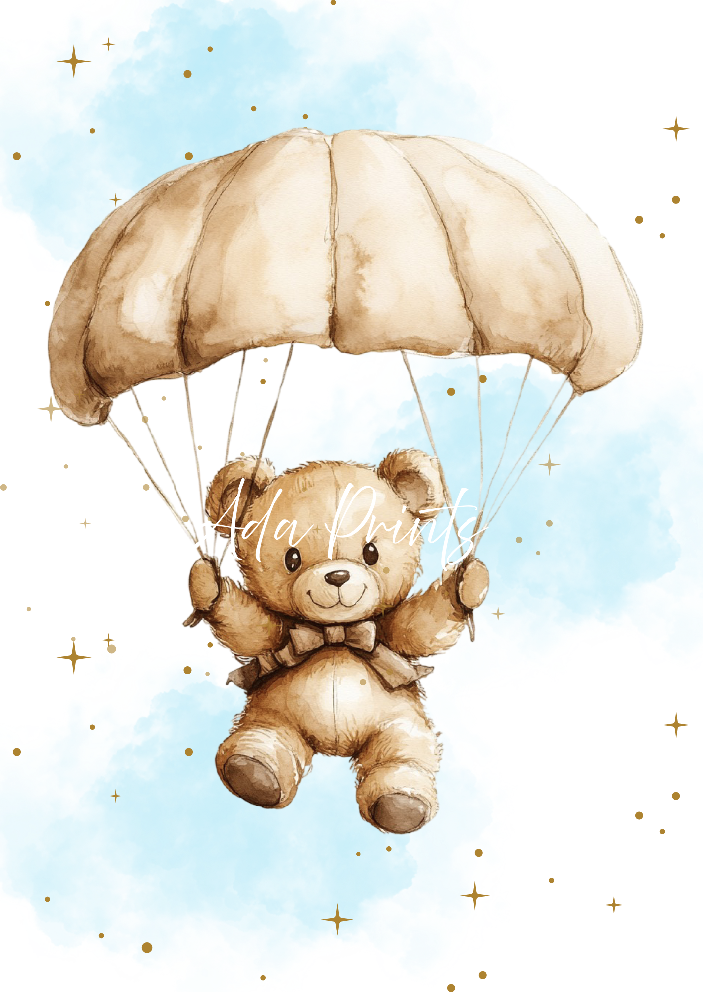 Teddy Bear Nursery Prints UK - Personalised Baby Wall Art Set of 3