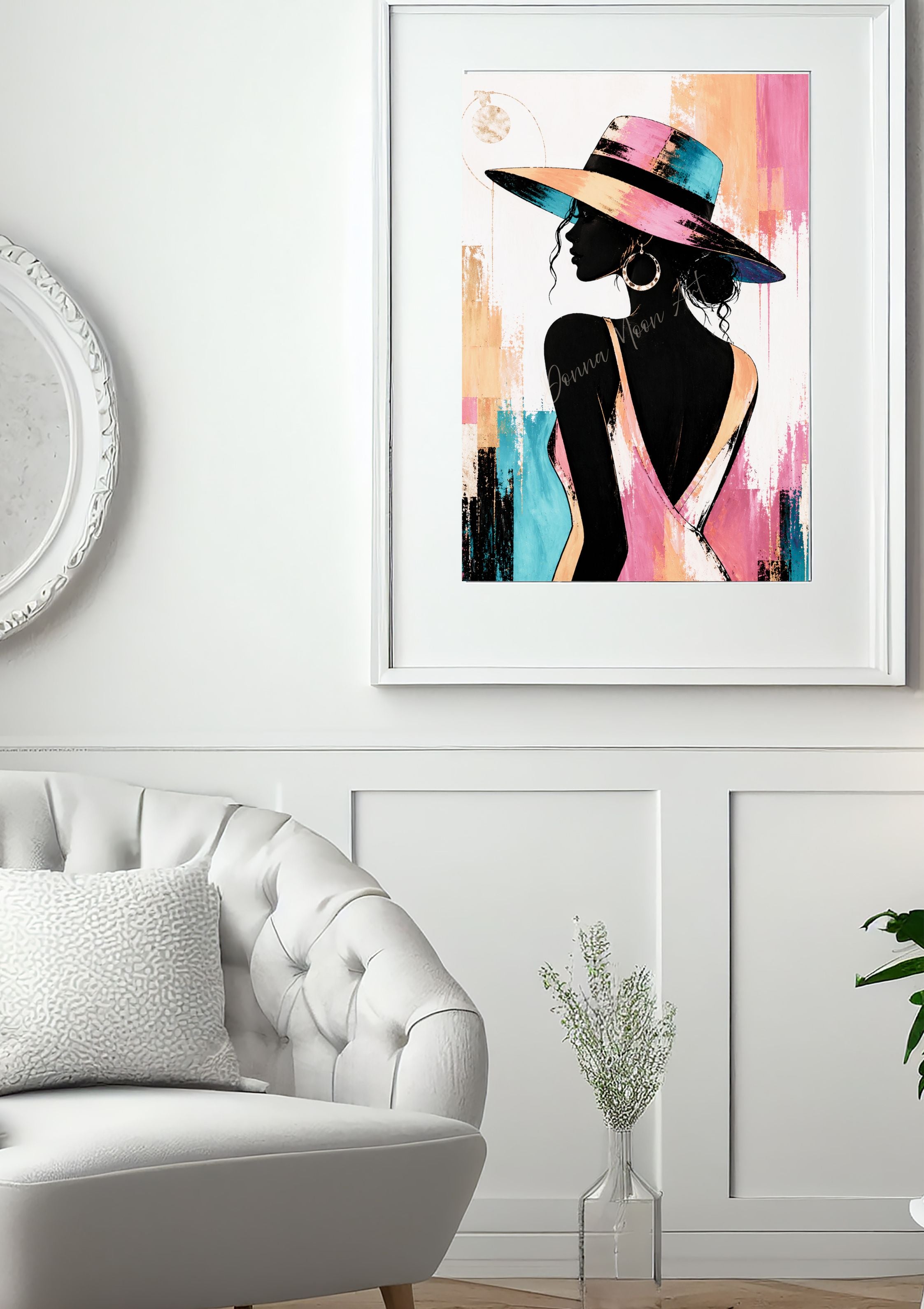 Block Colour Lady Silhouette Wall Art Print | Bold Fashion Art | A3 / A4 | Digital Download