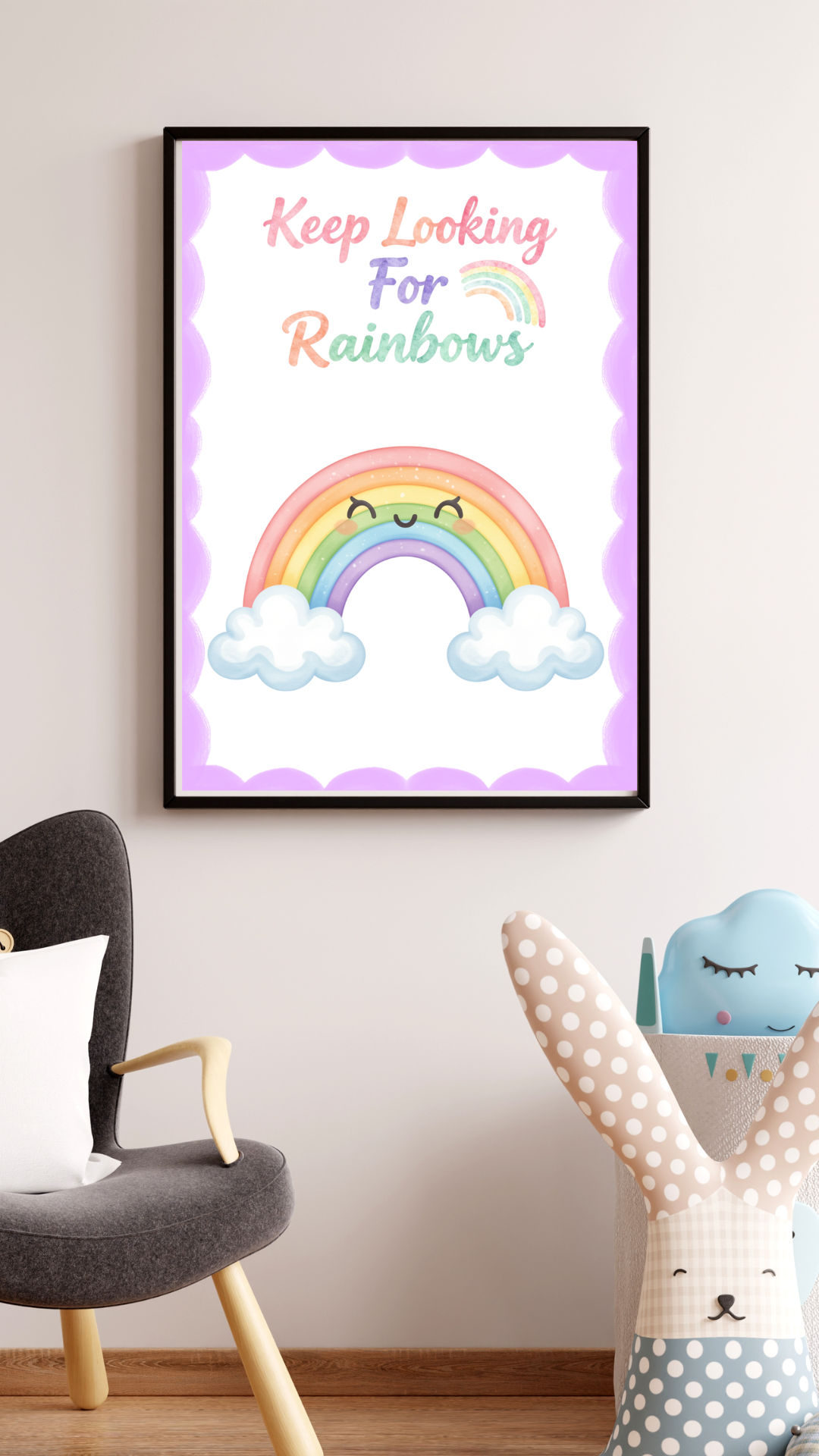 Keep Looking For Rainbows Nursery Print | Kids Wall Art