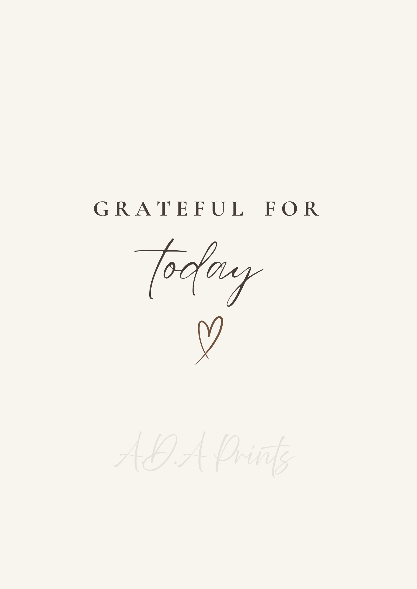 Grateful For Today minimalist quote wall art print