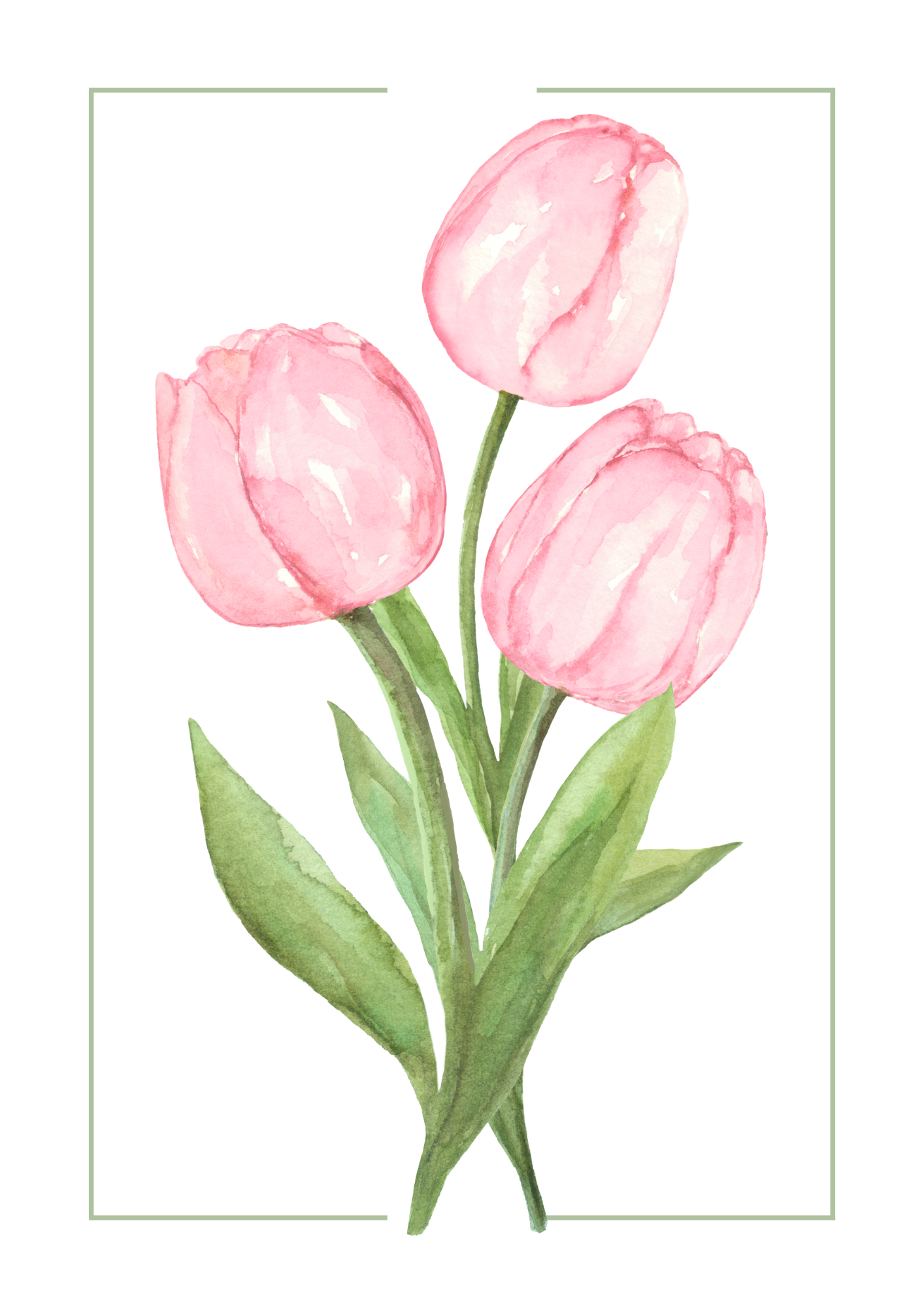 Pink Tulip Watercolour Botanical Art Print | Floral Home Décor
