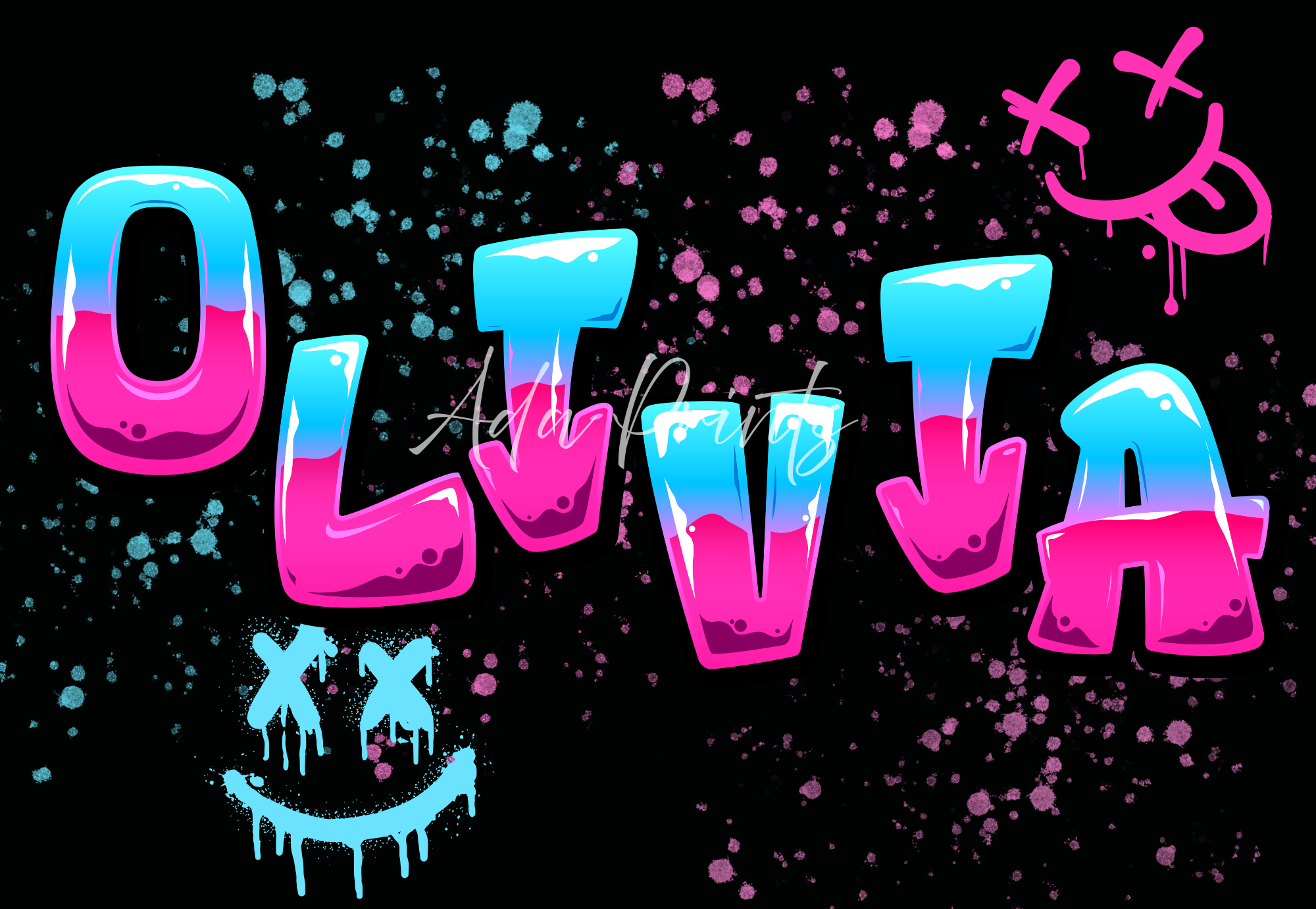 Neon Graffiti Name Wall Print - Personalised Street Art Decor