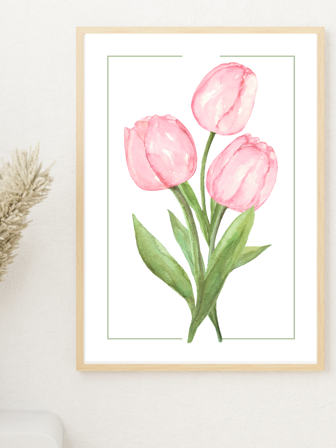 Pink Tulip Watercolour Botanical Art Print | Floral Home Décor