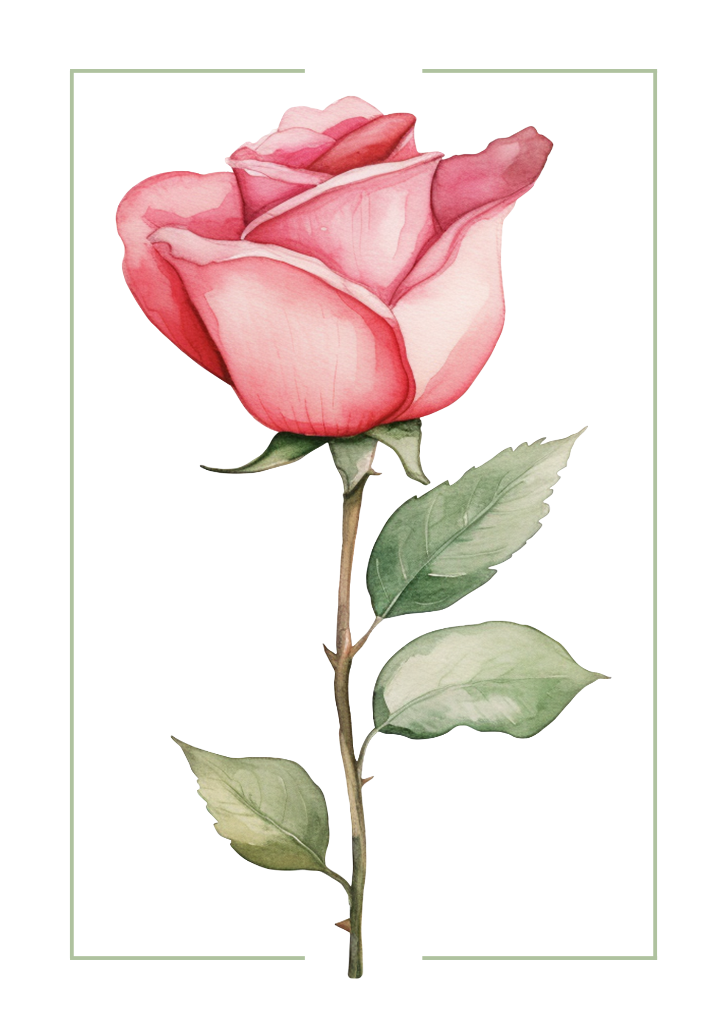Rose Watercolour Botanical Art Print | Floral Home Décor