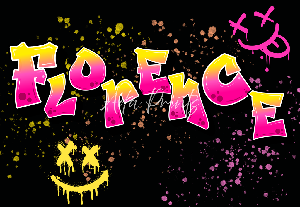 Neon Graffiti Name Wall Print - Personalised Street Art Decor