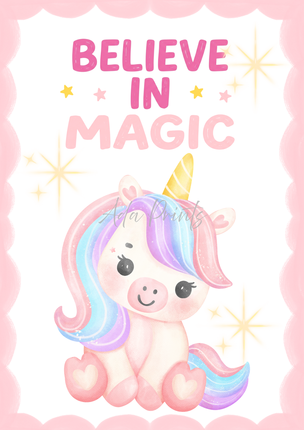 Believe in Magic Unicorn Nursery Print | Kids Wall Art