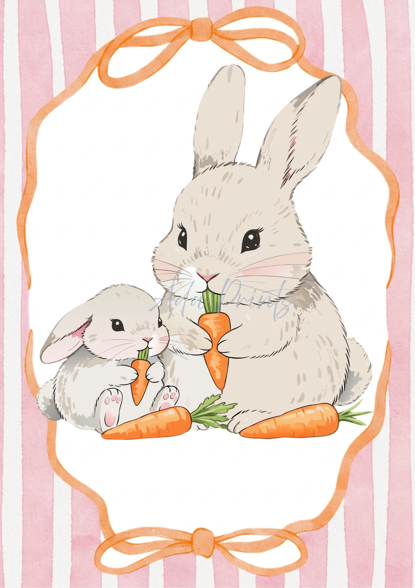 Personalised Bunny Nursery Print Set of 3 | Kids Wall Art