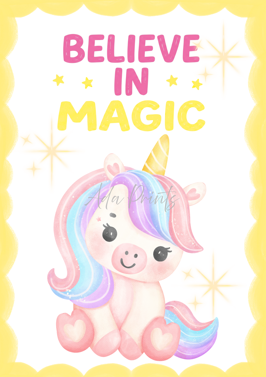 Believe in Magic Unicorn Nursery Print | Kids Wall Art