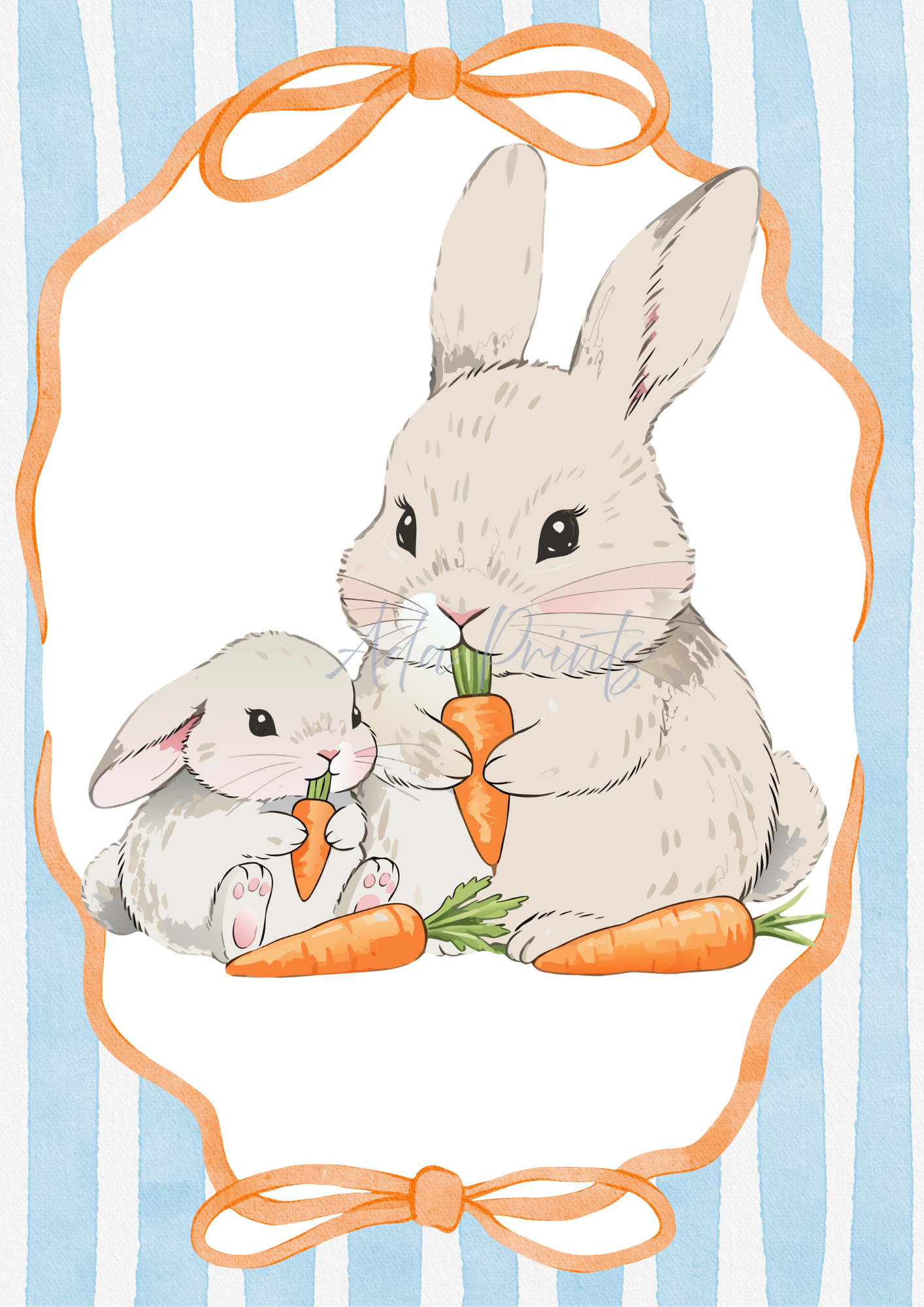 Personalised Bunny Nursery Print Set of 3 | Kids Wall Art