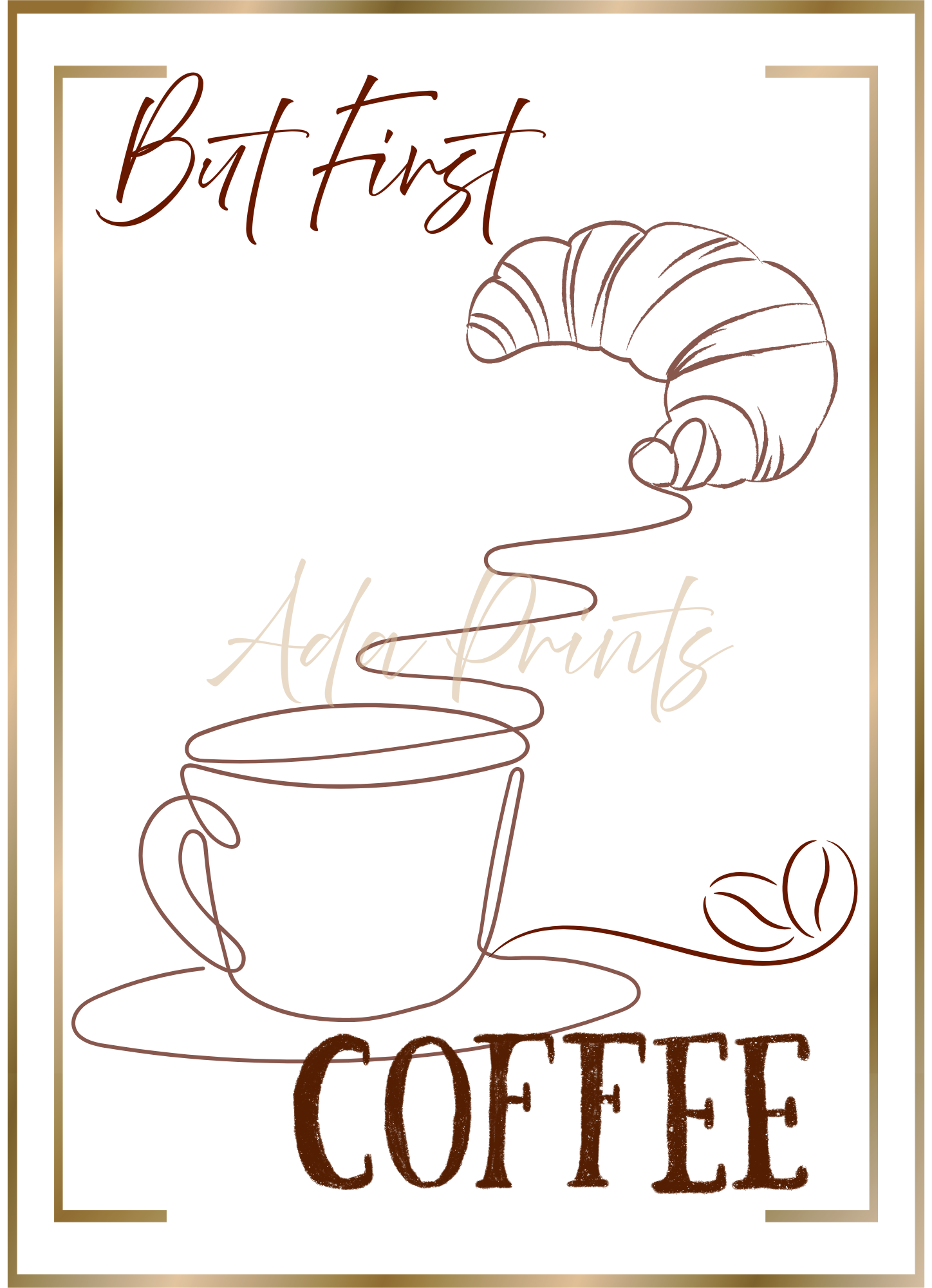 Coffee Quote Wall Art Prints – Minimalist Line Art Kitchen Décor
