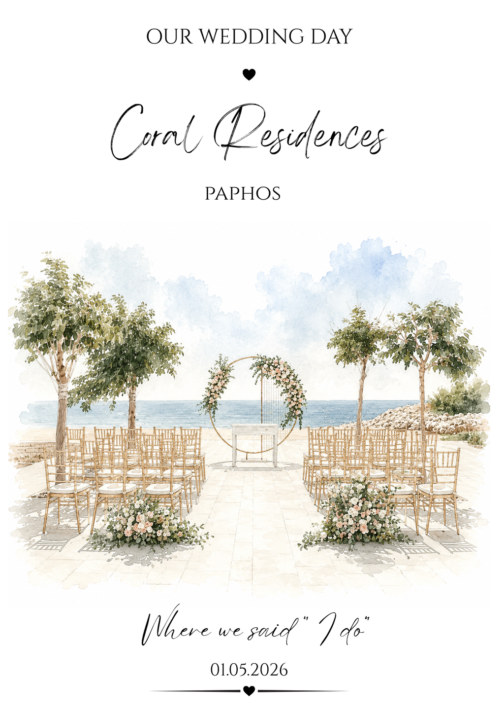 Personalised Watercolour Wedding Venue Print