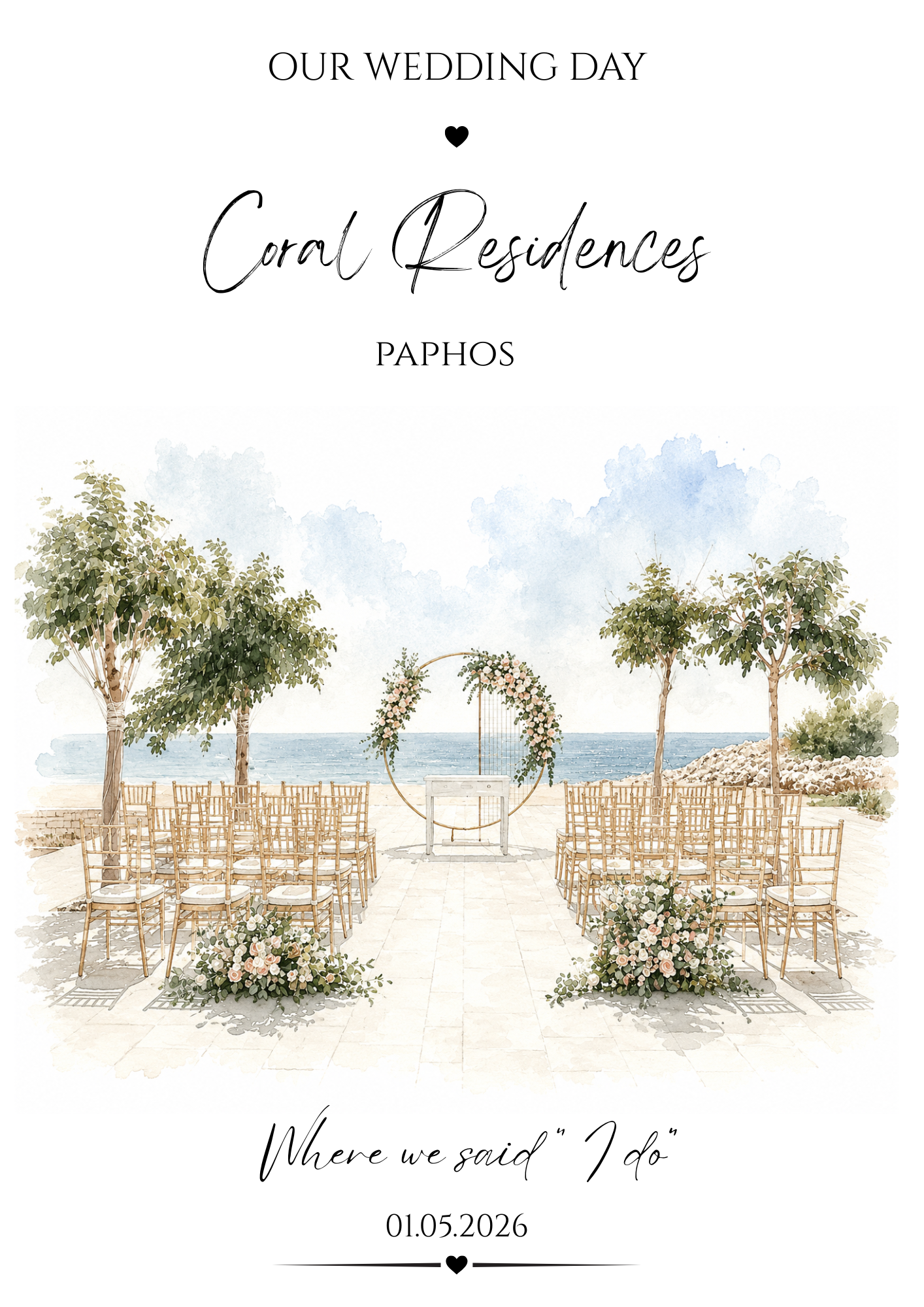 Personalised Watercolour Wedding Venue Print