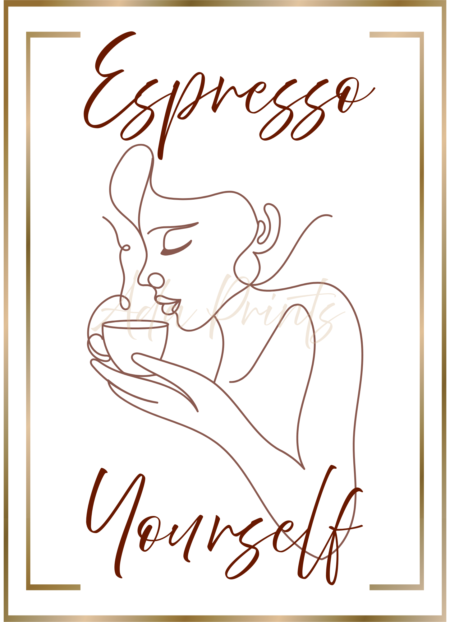 Coffee Quote Wall Art Prints – Minimalist Line Art Kitchen Décor