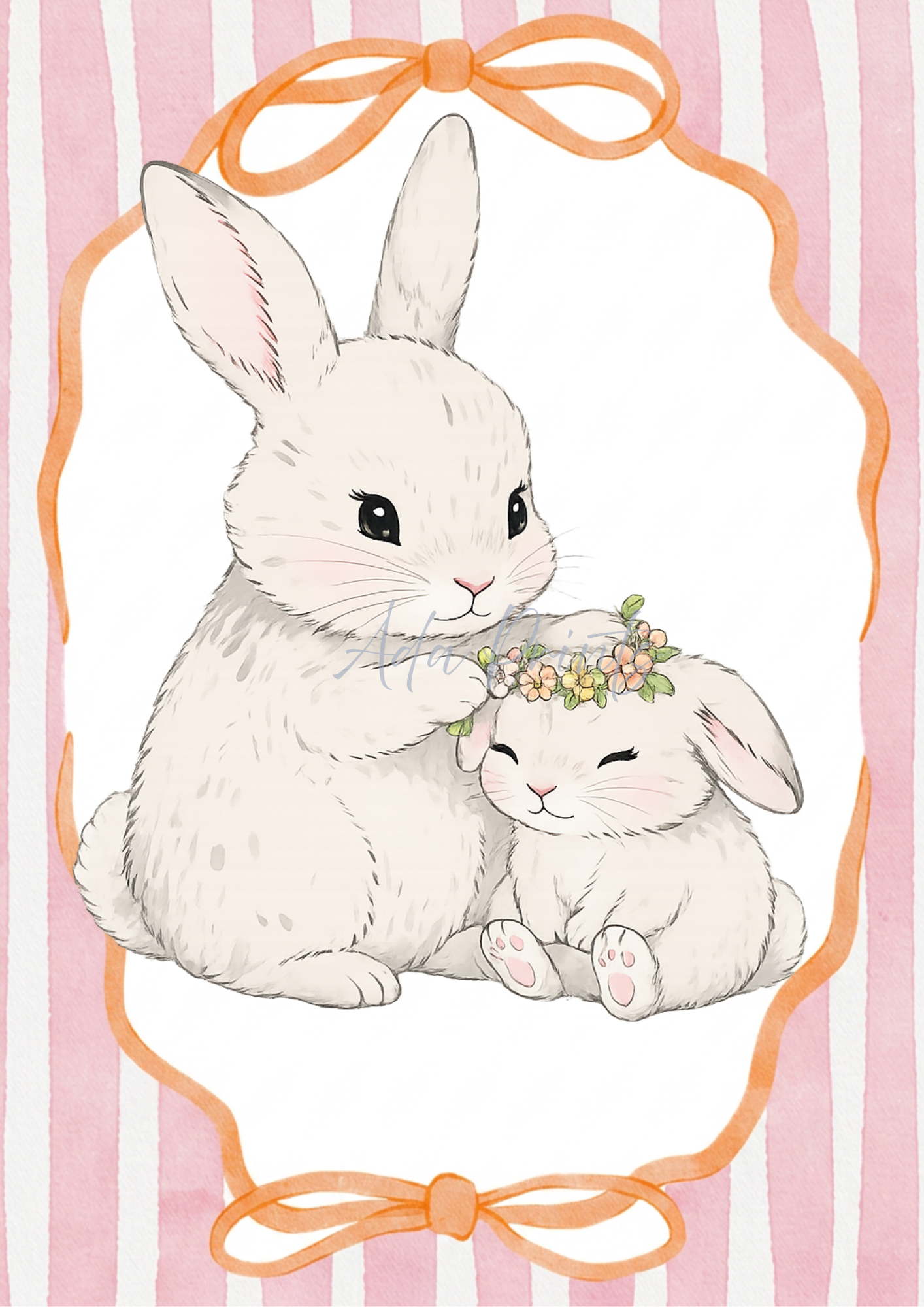 Personalised Bunny Nursery Print Set of 3 | Kids Wall Art