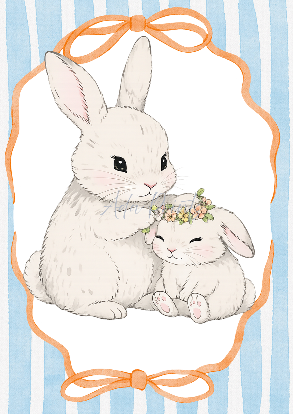 Personalised Bunny Nursery Print Set of 3 | Kids Wall Art