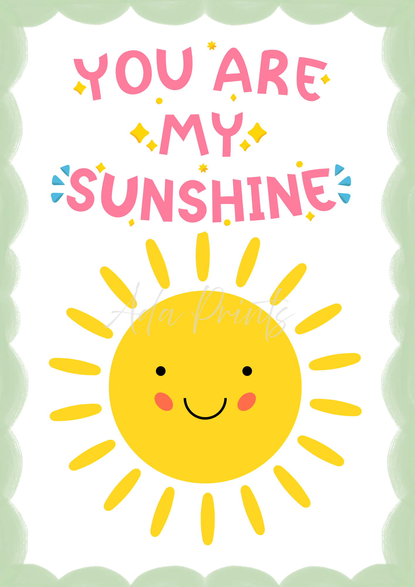 You Are My Sunshine Nursery Print | Kids Wall Art